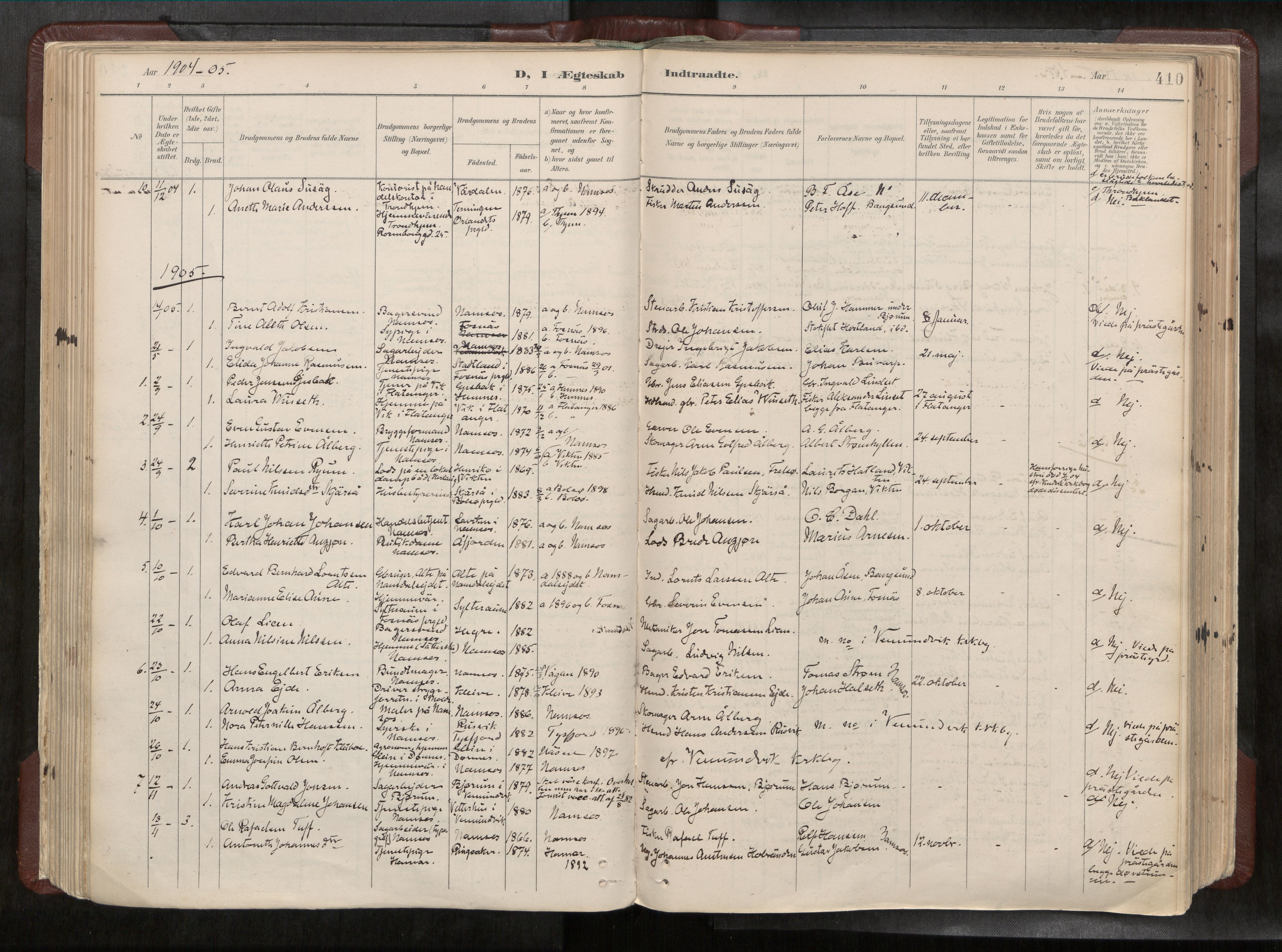 Ministerialprotokoller, klokkerbøker og fødselsregistre - Nord-Trøndelag, SAT/A-1458/768/L0579a: Parish register (official) no. 768A14, 1887-1931, p. 410