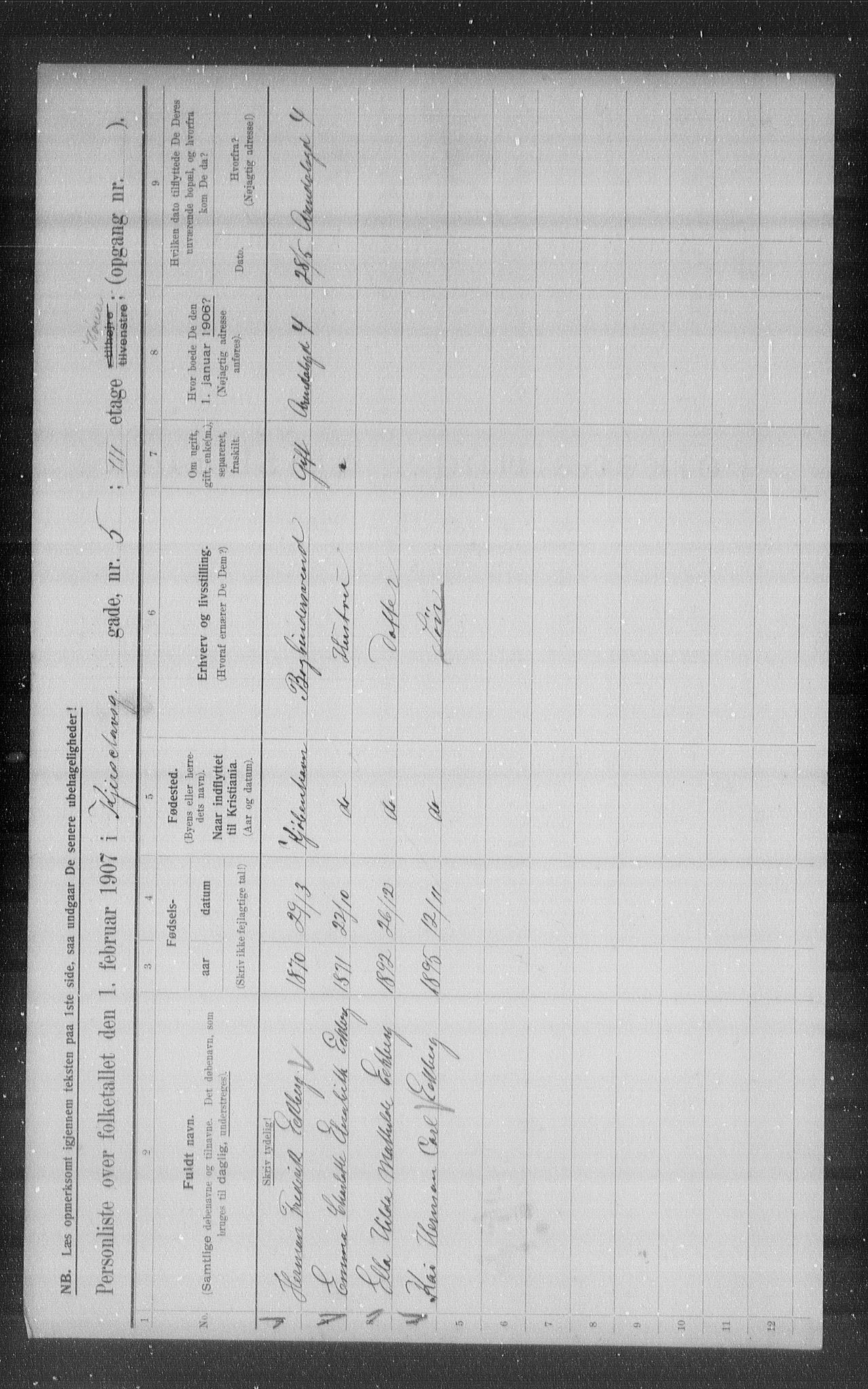 OBA, Municipal Census 1907 for Kristiania, 1907, p. 25208