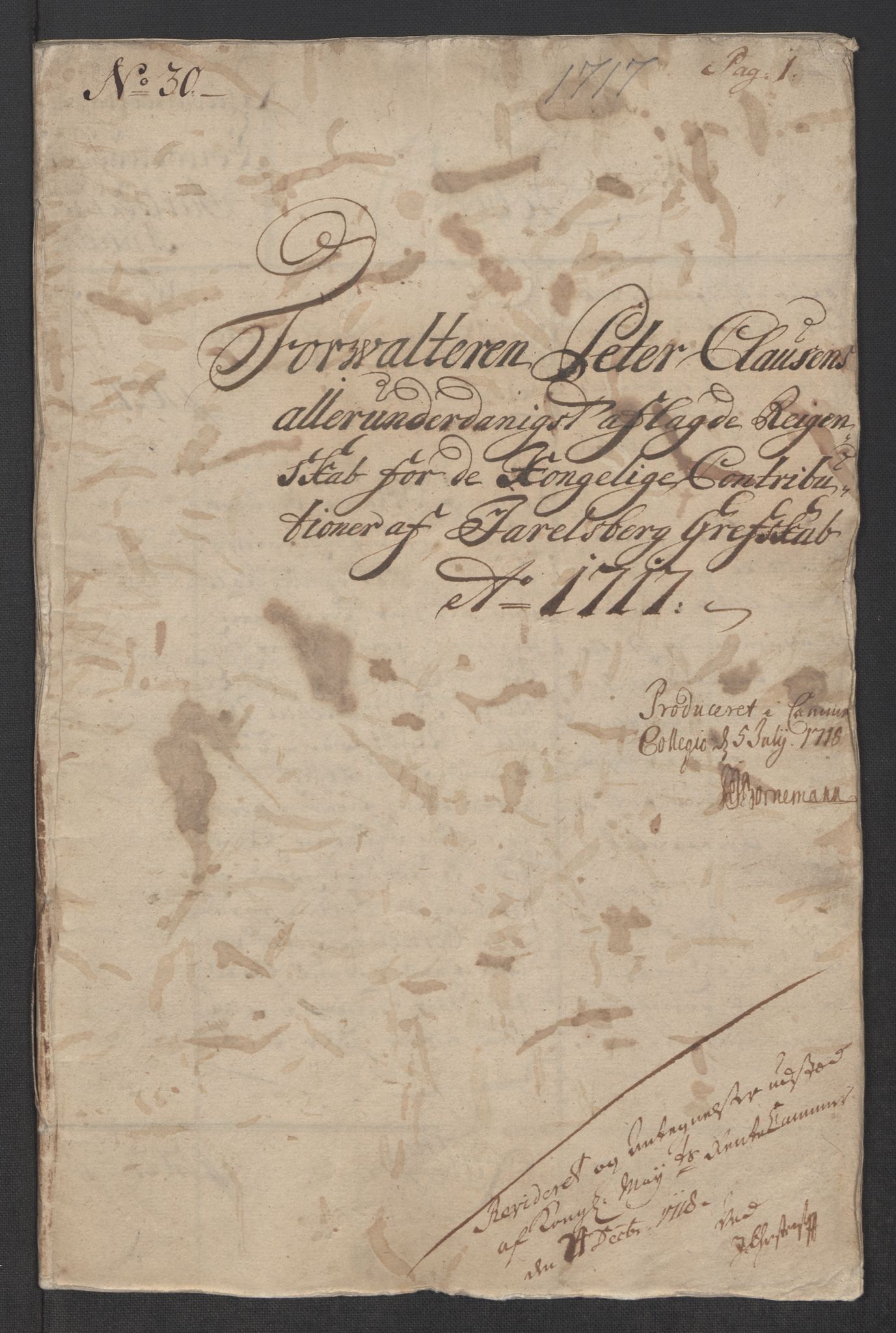 Rentekammeret inntil 1814, Reviderte regnskaper, Fogderegnskap, RA/EA-4092/R32/L1881: Fogderegnskap Jarlsberg grevskap, 1717, p. 3