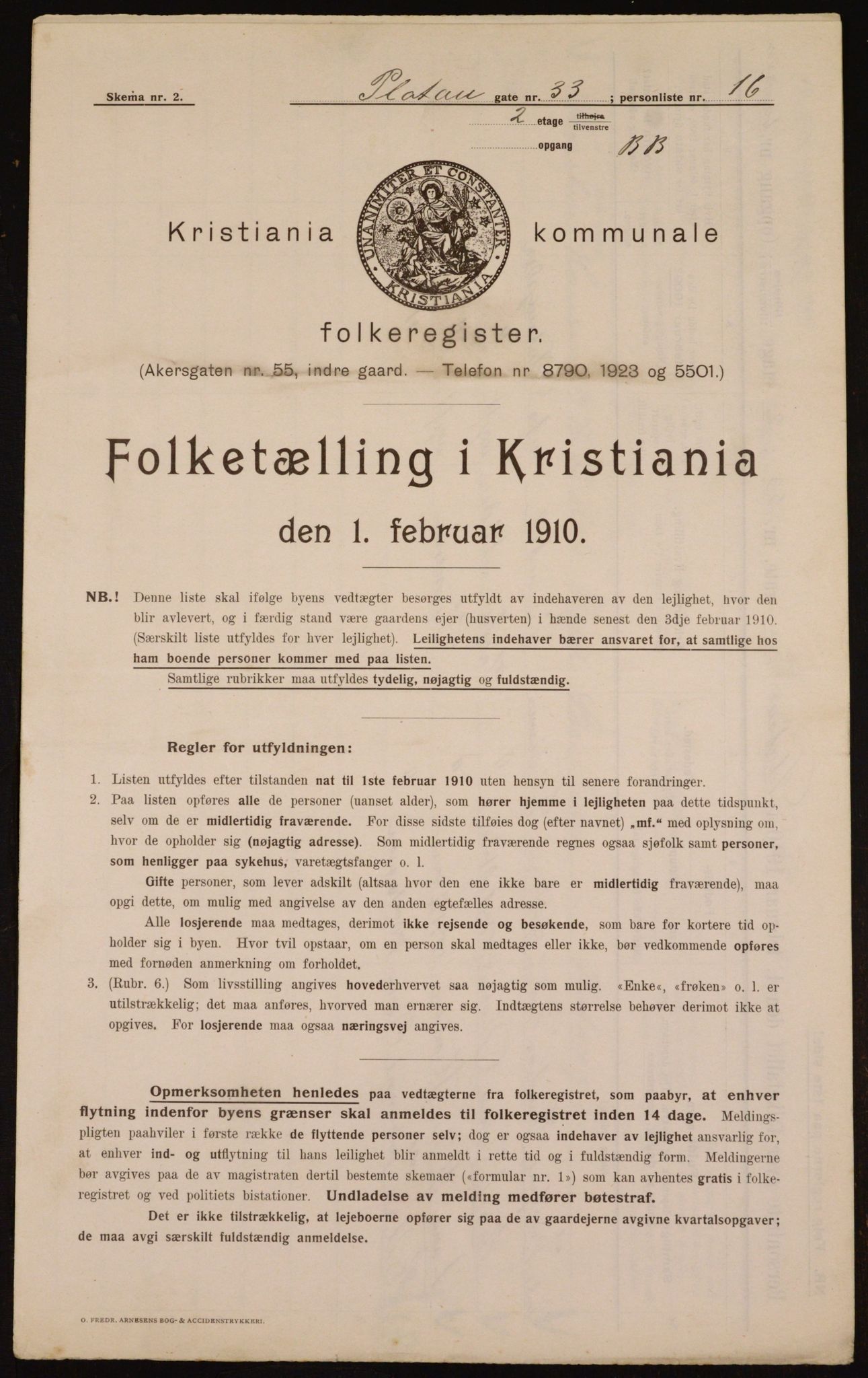 OBA, Municipal Census 1910 for Kristiania, 1910, p. 77564