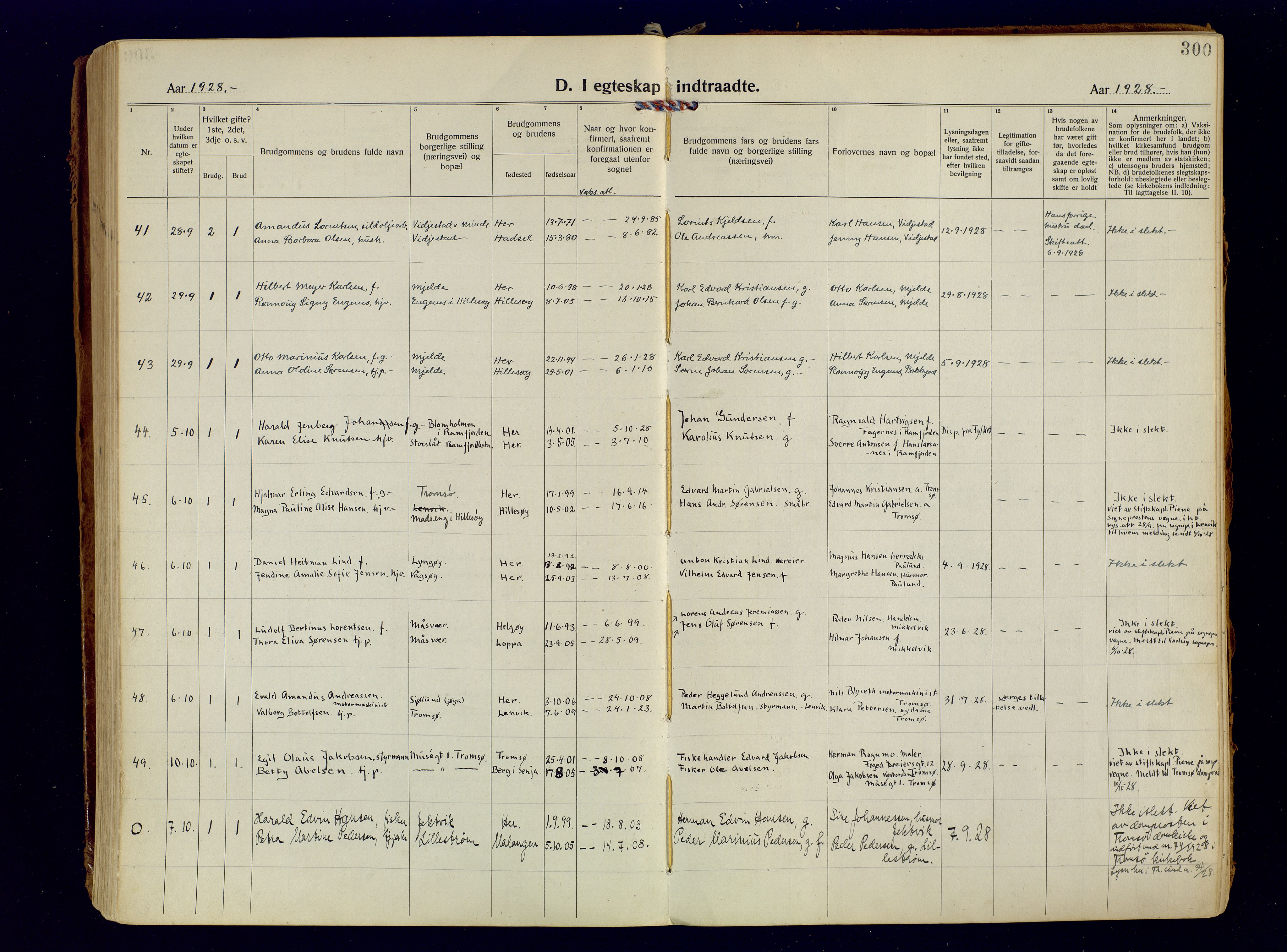 Tromsøysund sokneprestkontor, AV/SATØ-S-1304/G/Ga/L0009kirke: Parish register (official) no. 9, 1922-1934, p. 300