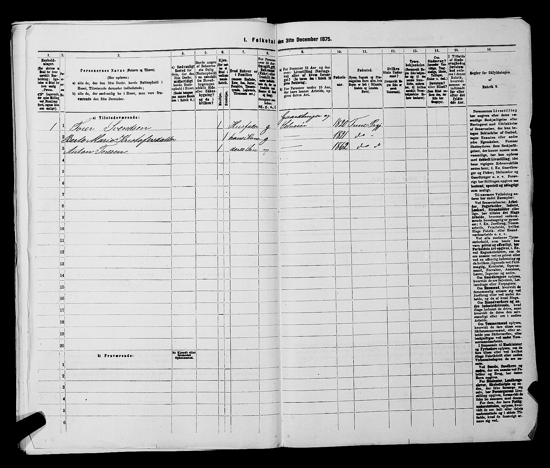 RA, 1875 census for 0130P Tune, 1875, p. 878