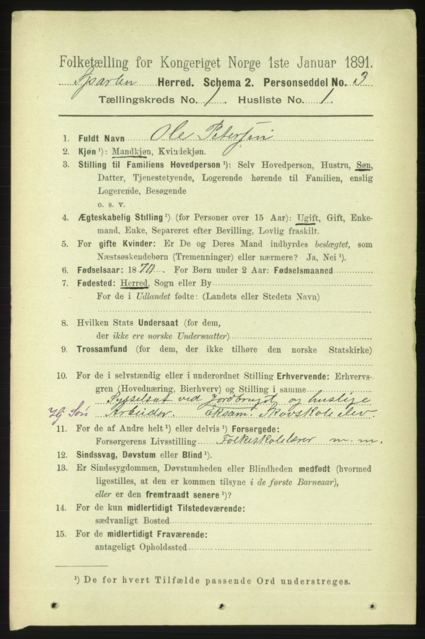 RA, 1891 census for 1731 Sparbu, 1891, p. 120