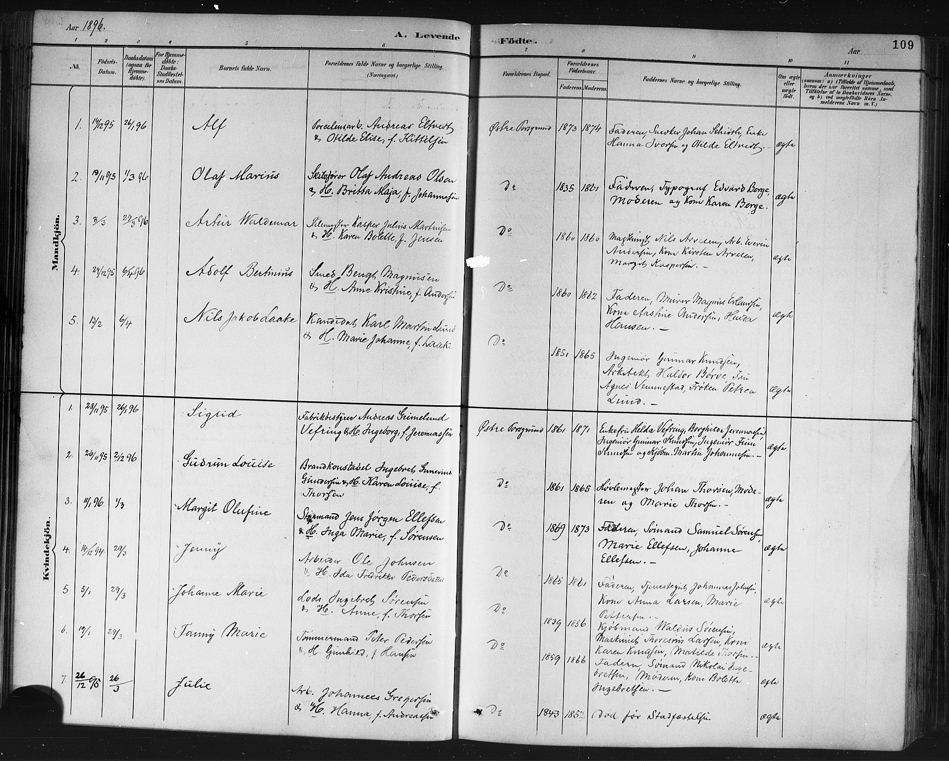 Porsgrunn kirkebøker , SAKO/A-104/G/Gb/L0005: Parish register (copy) no. II 5, 1883-1915, p. 109