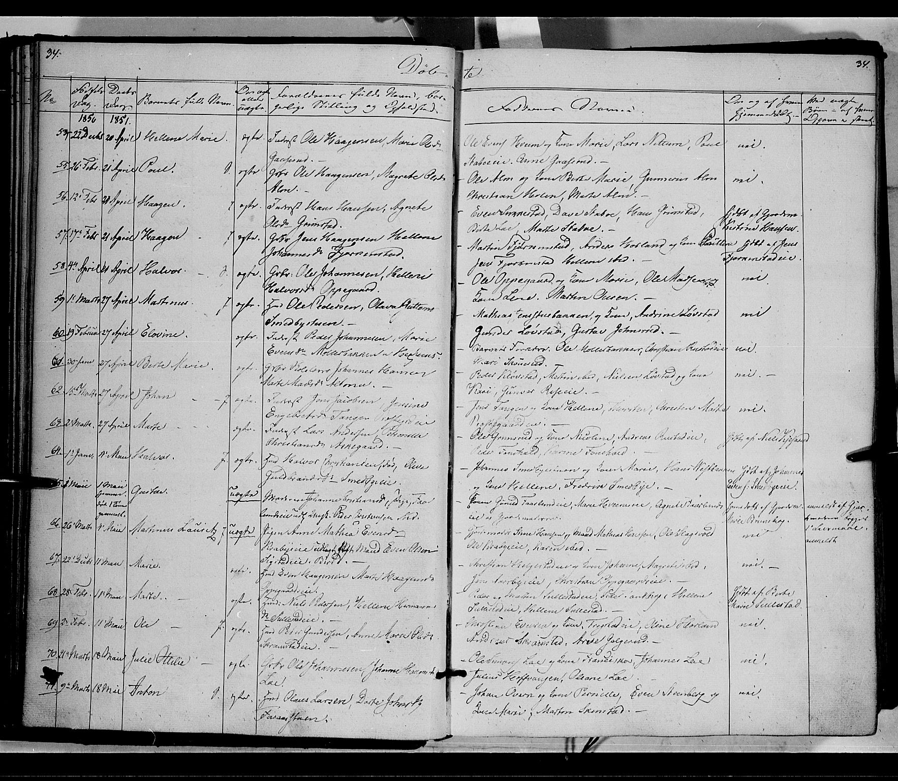 Østre Toten prestekontor, AV/SAH-PREST-104/H/Ha/Haa/L0003: Parish register (official) no. 3, 1848-1856, p. 34