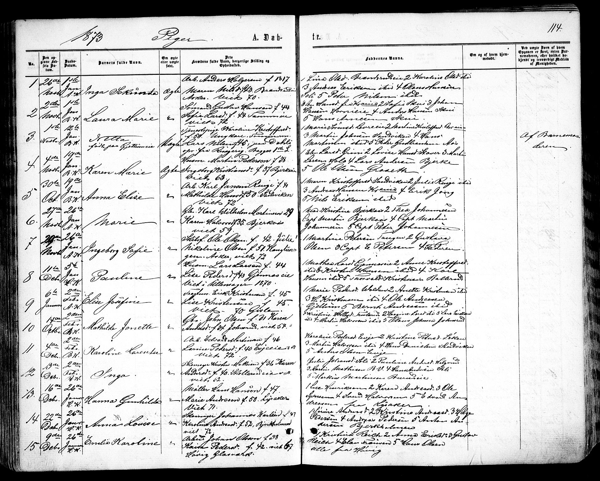 Asker prestekontor Kirkebøker, SAO/A-10256a/F/Fa/L0008: Parish register (official) no. I 8, 1865-1878, p. 114