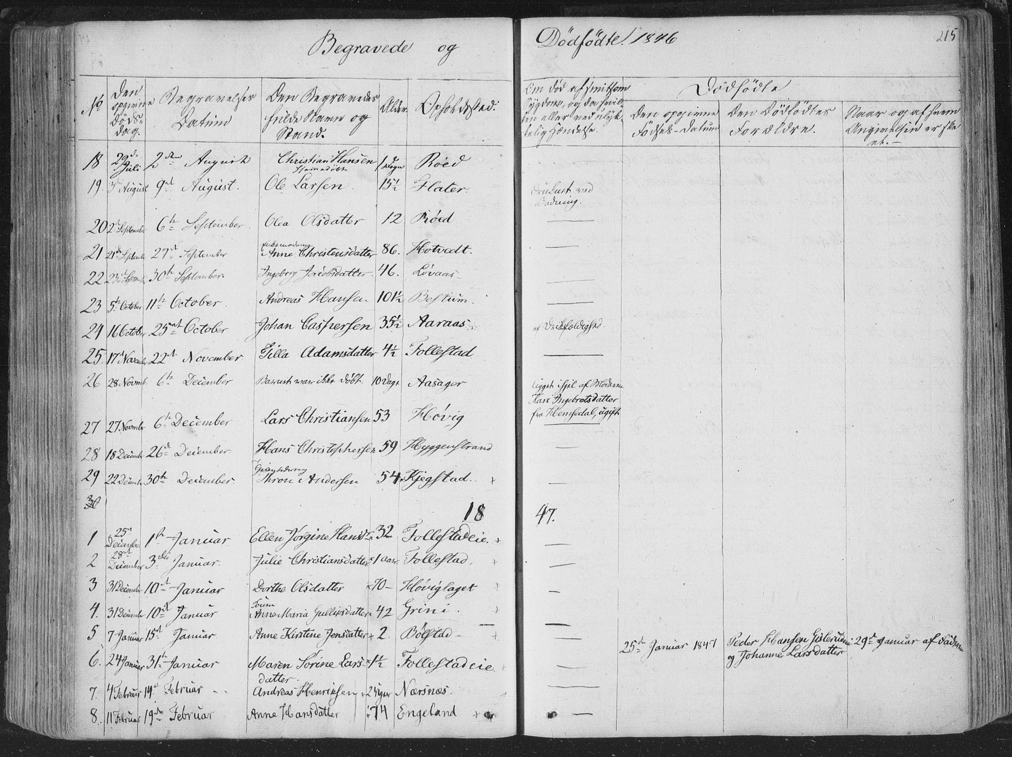 Røyken kirkebøker, SAKO/A-241/F/Fa/L0005: Parish register (official) no. 5, 1833-1856, p. 215