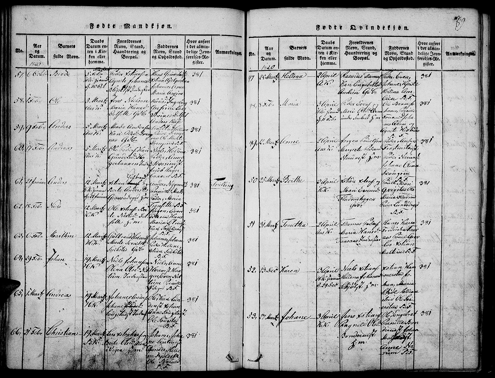 Toten prestekontor, SAH/PREST-102/H/Ha/Haa/L0009: Parish register (official) no. 9, 1814-1820, p. 89