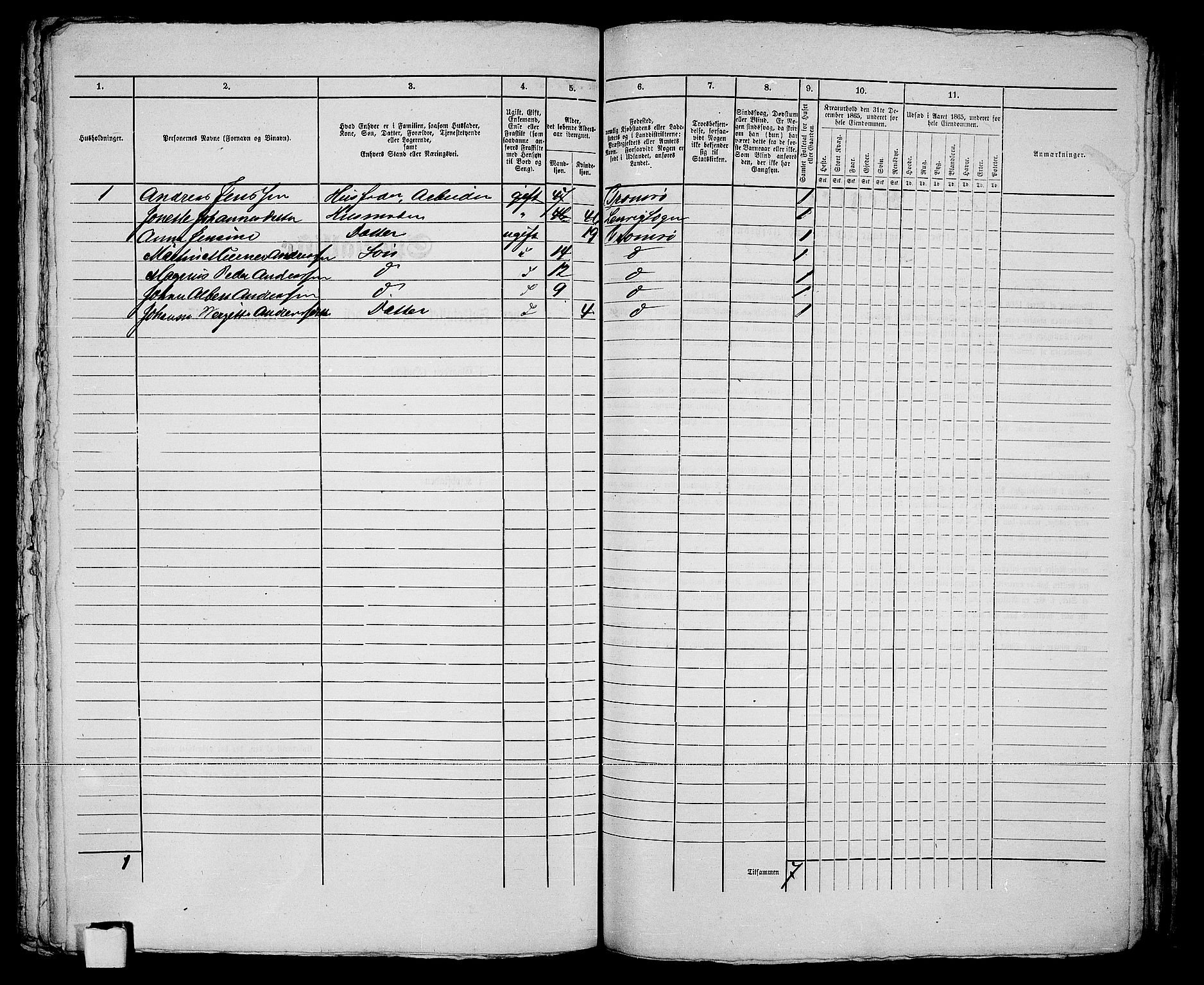 RA, 1865 census for Tromsø, 1865, p. 298