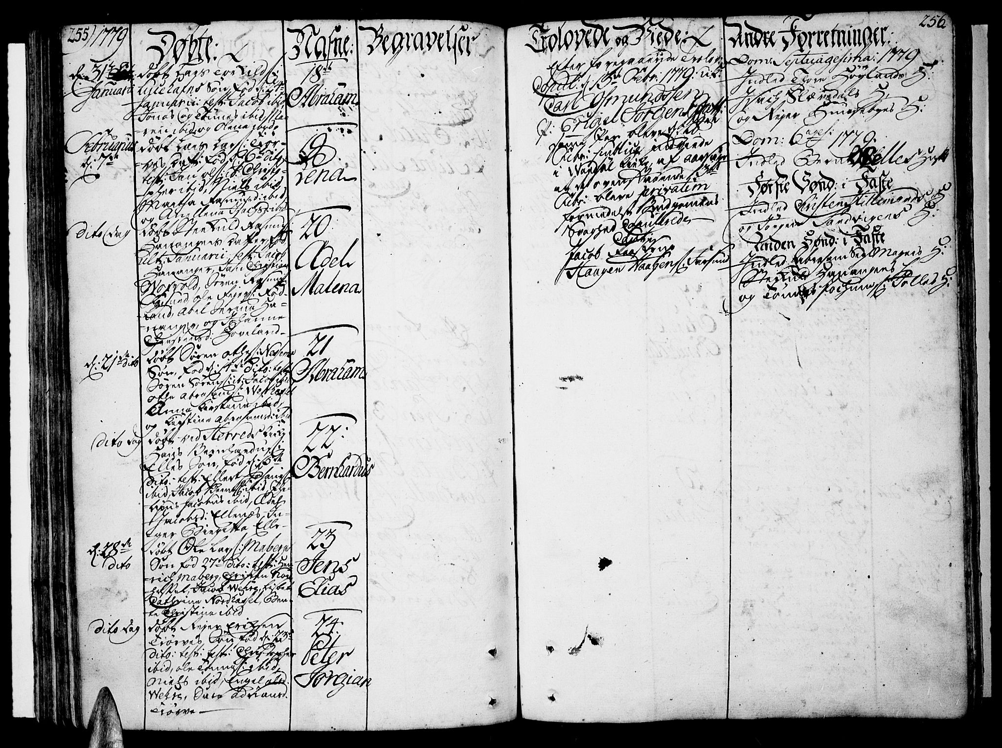 Lista sokneprestkontor, AV/SAK-1111-0027/F/Fa/L0004: Parish register (official) no. A 4, 1768-1794, p. 255-256