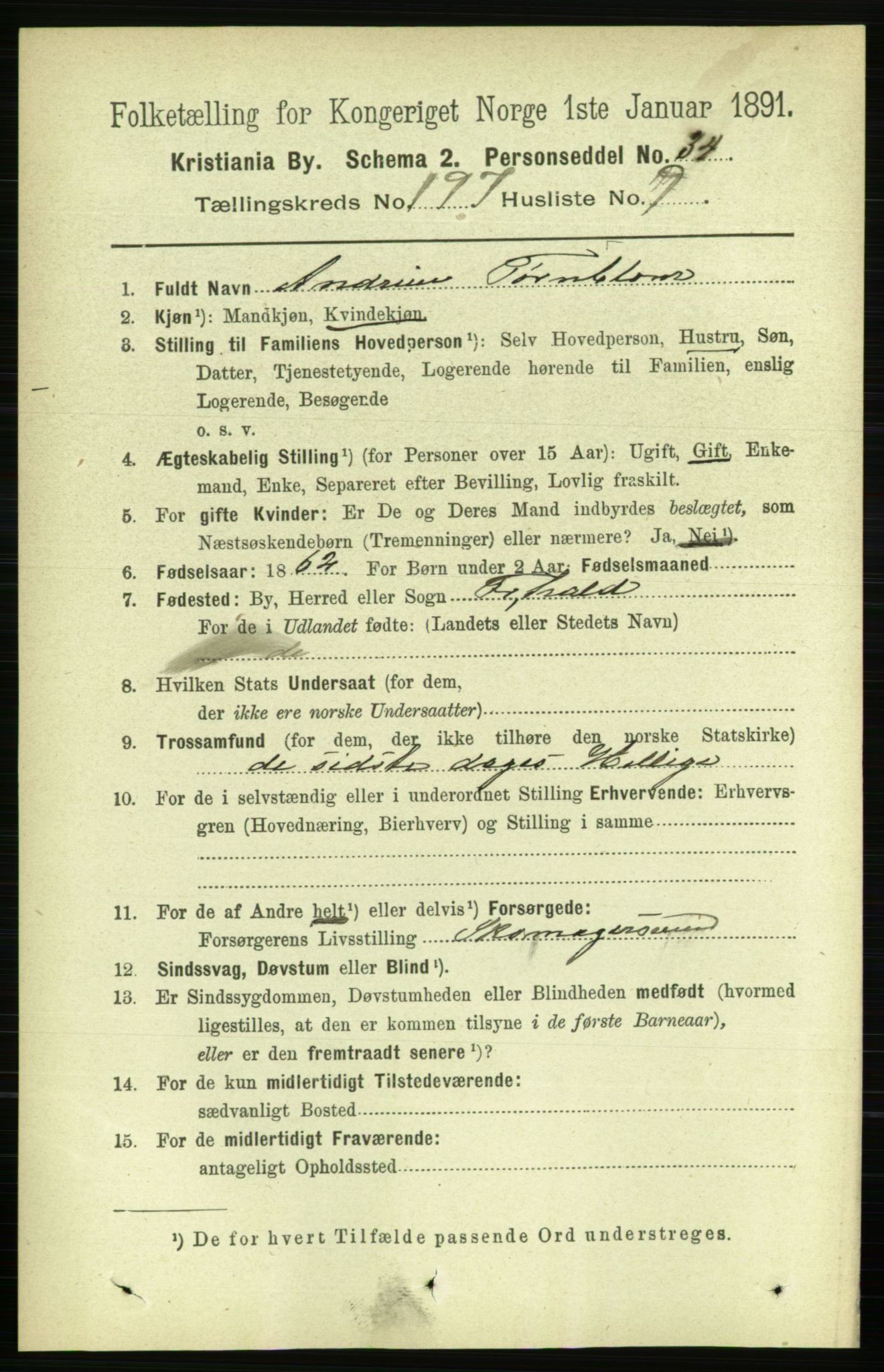 RA, 1891 census for 0301 Kristiania, 1891, p. 119022