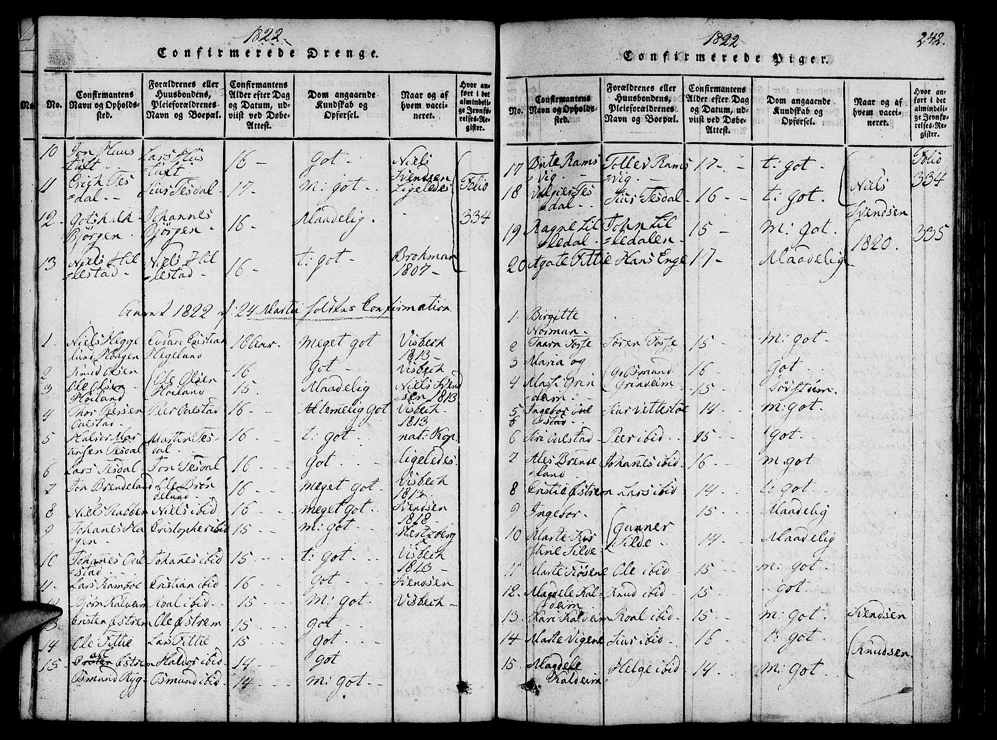 Etne sokneprestembete, SAB/A-75001/H/Haa: Parish register (official) no. A 6, 1815-1831, p. 242