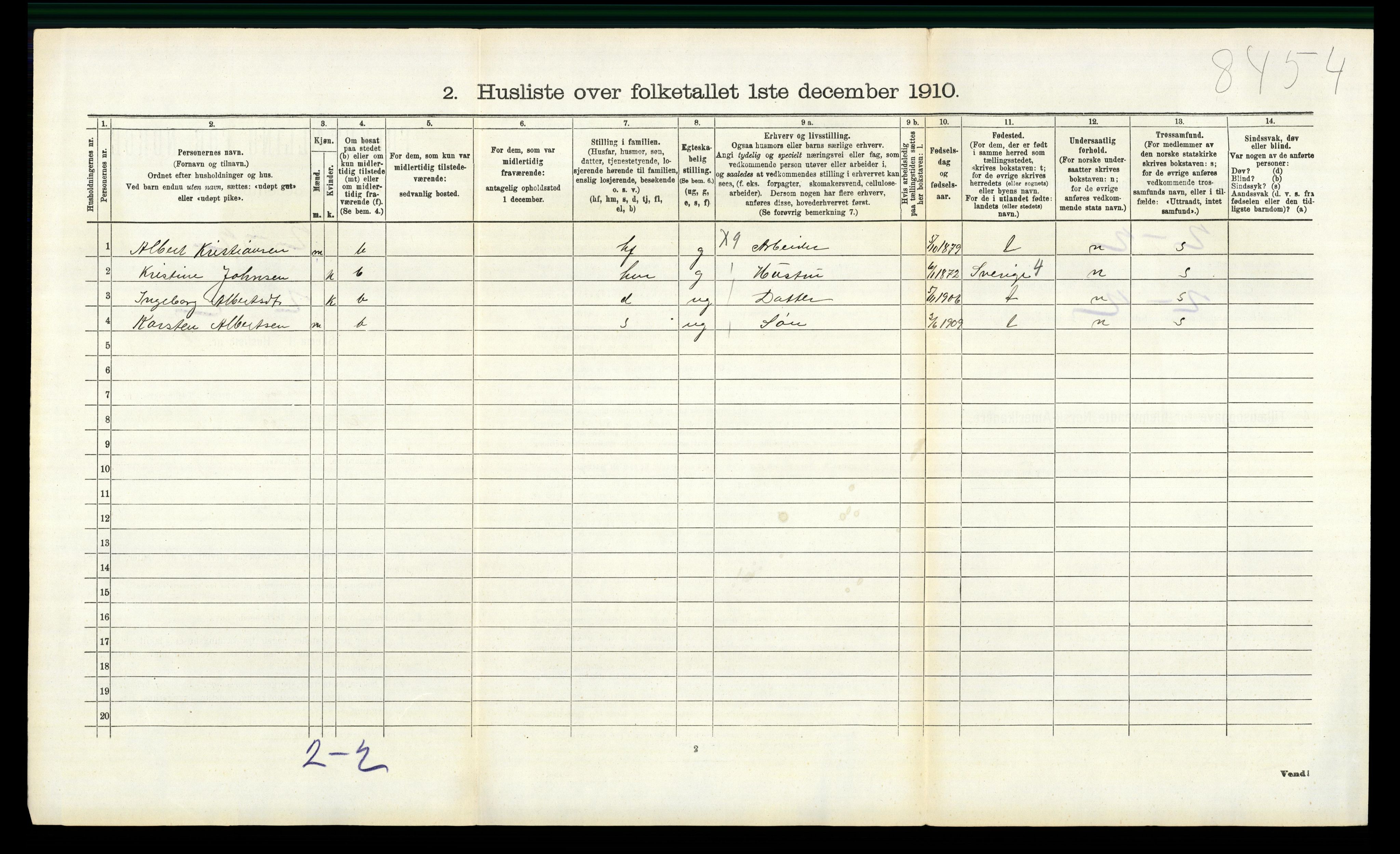 RA, 1910 census for Nannestad, 1910, p. 346