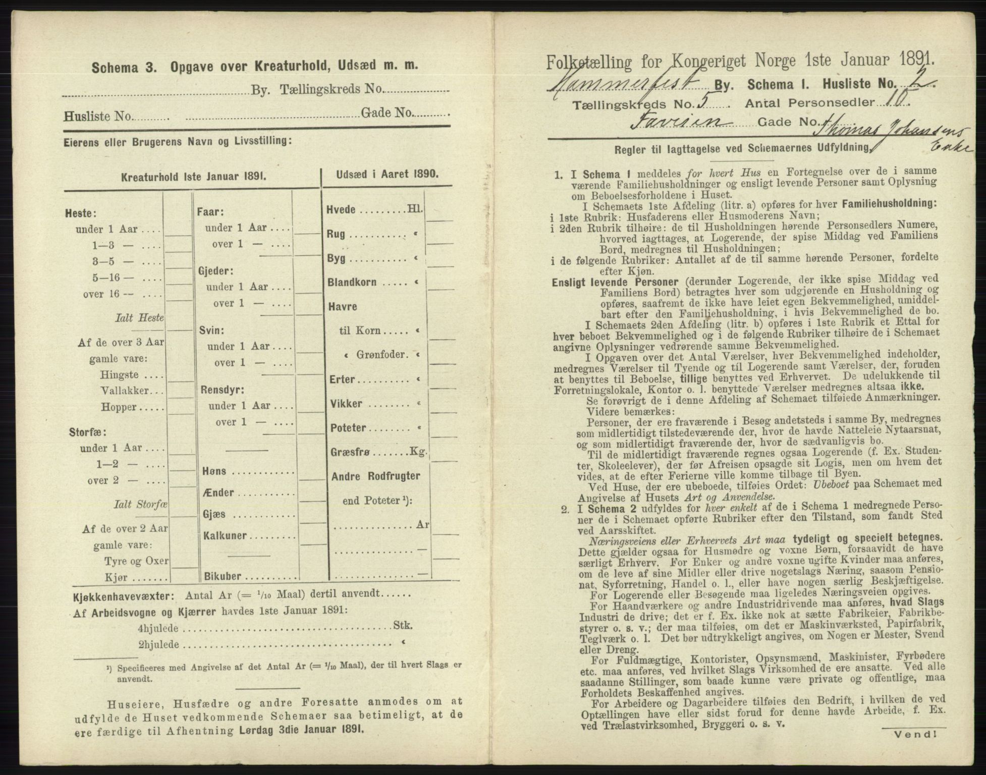 RA, 1891 census for 2001 Hammerfest, 1891, p. 1316