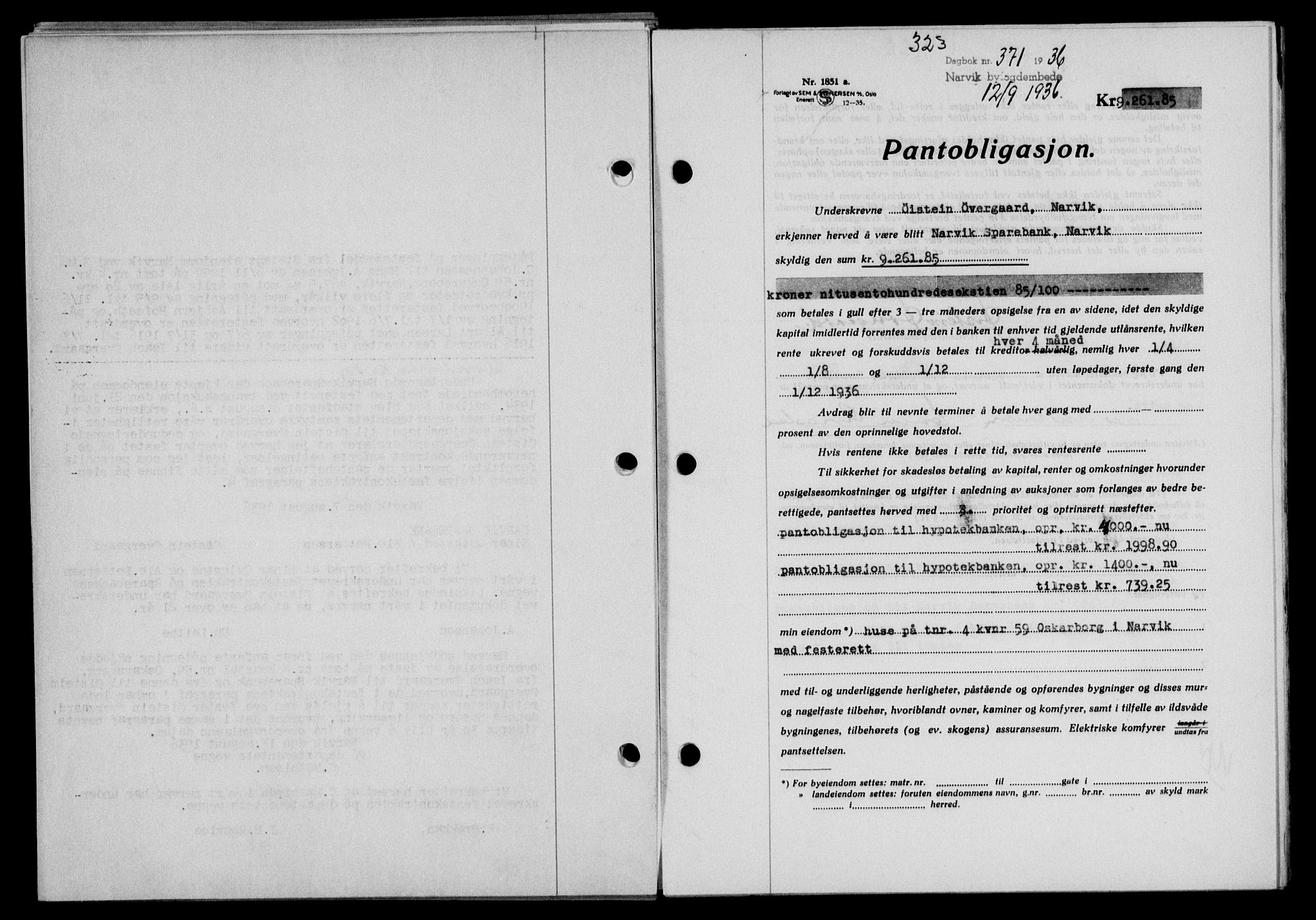 Narvik sorenskriveri, SAT/A-0002/1/2/2C/2Ca/L0011: Mortgage book no. 14, 1935-1937, Deed date: 12.09.1936