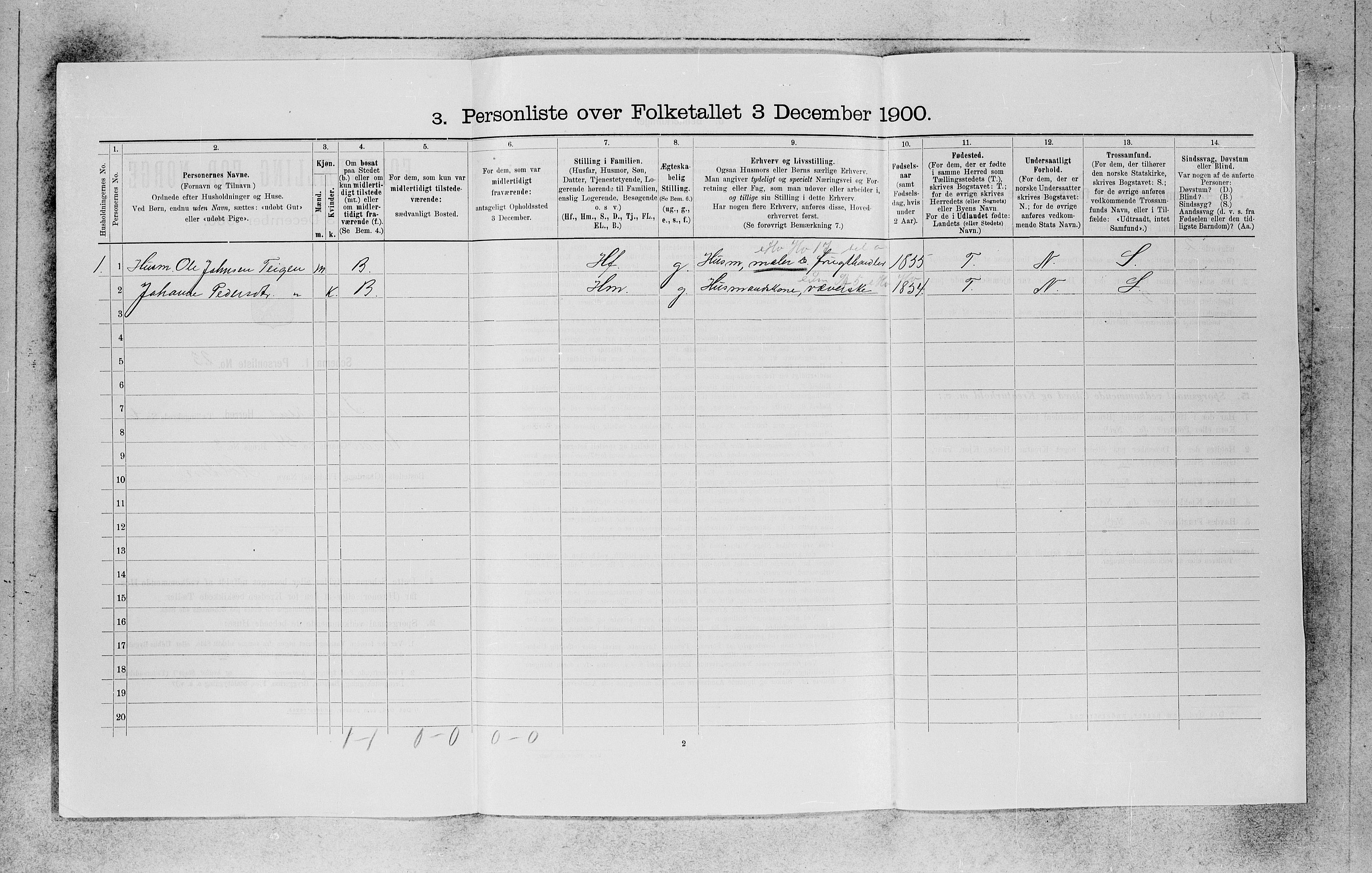 SAB, 1900 census for Innvik, 1900, p. 605