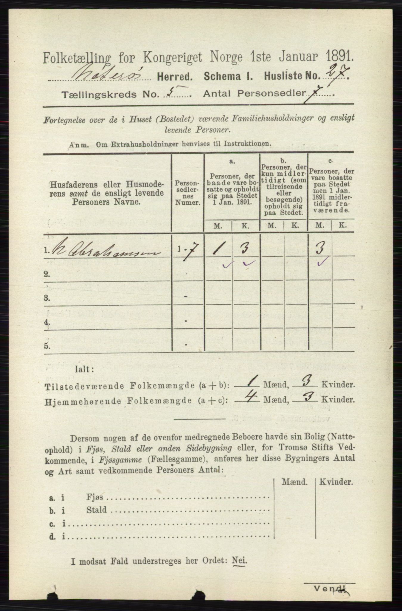 RA, 1891 census for 0722 Nøtterøy, 1891, p. 2541