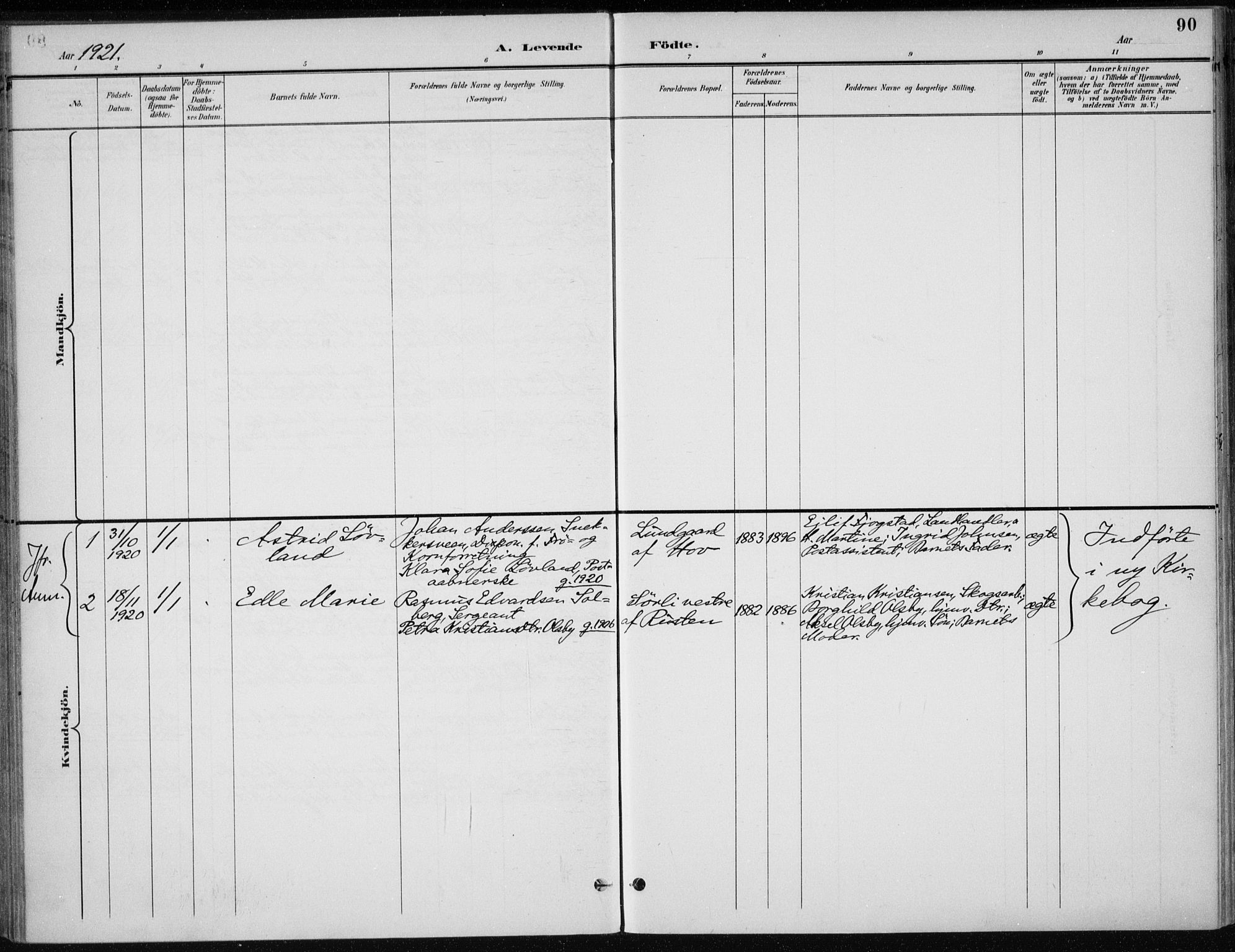 Stange prestekontor, SAH/PREST-002/K/L0023: Parish register (official) no. 23, 1897-1920, p. 90