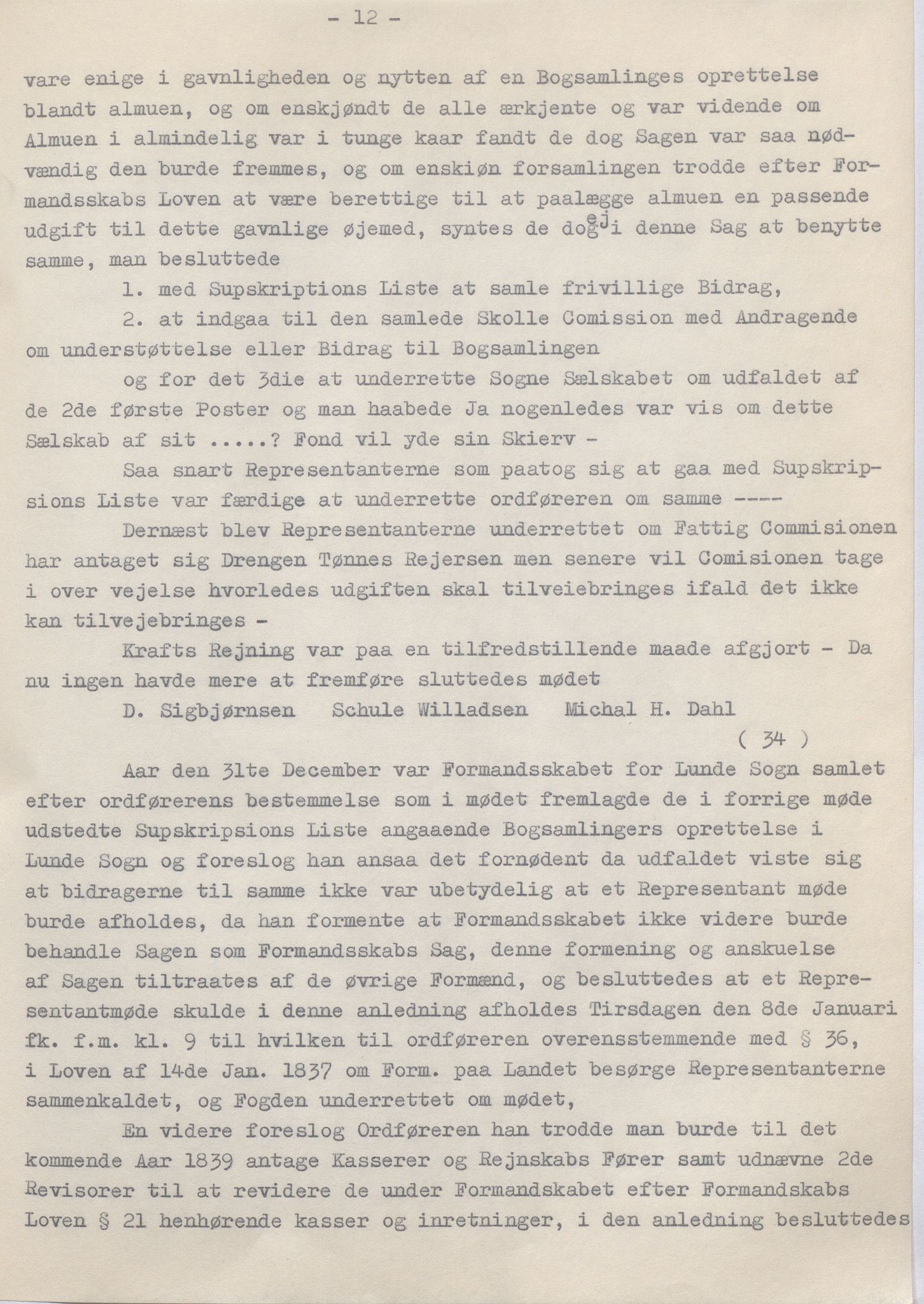 Lund kommune - Formannskapet/Formannskapskontoret, IKAR/K-101761/A/Aa/Aaa/L0002: Forhandlingsprotokoll, 1837-1865, p. 12