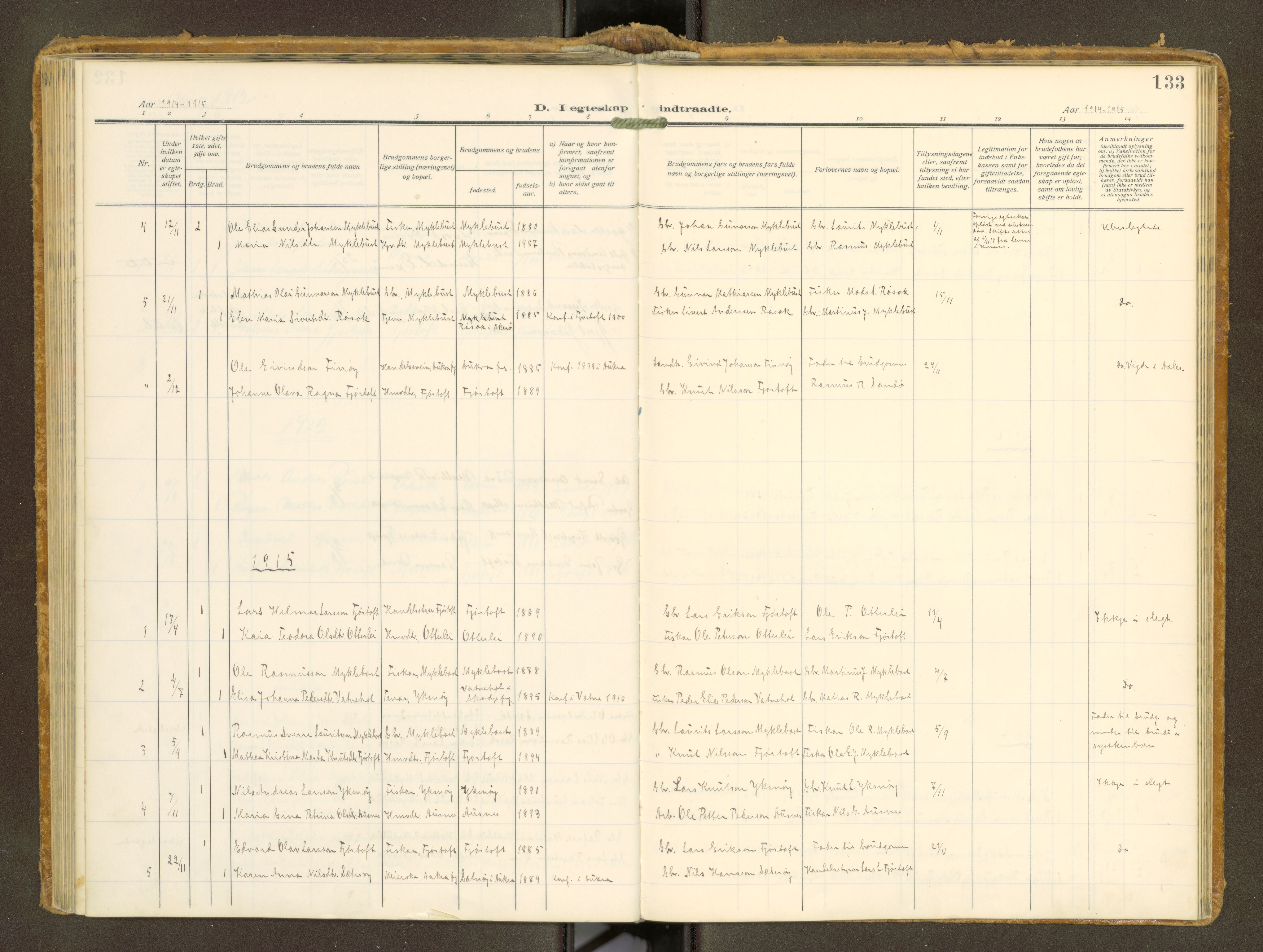 Ministerialprotokoller, klokkerbøker og fødselsregistre - Møre og Romsdal, AV/SAT-A-1454/538/L0528: Parish register (official) no. 538A--, 1911-1935, p. 133