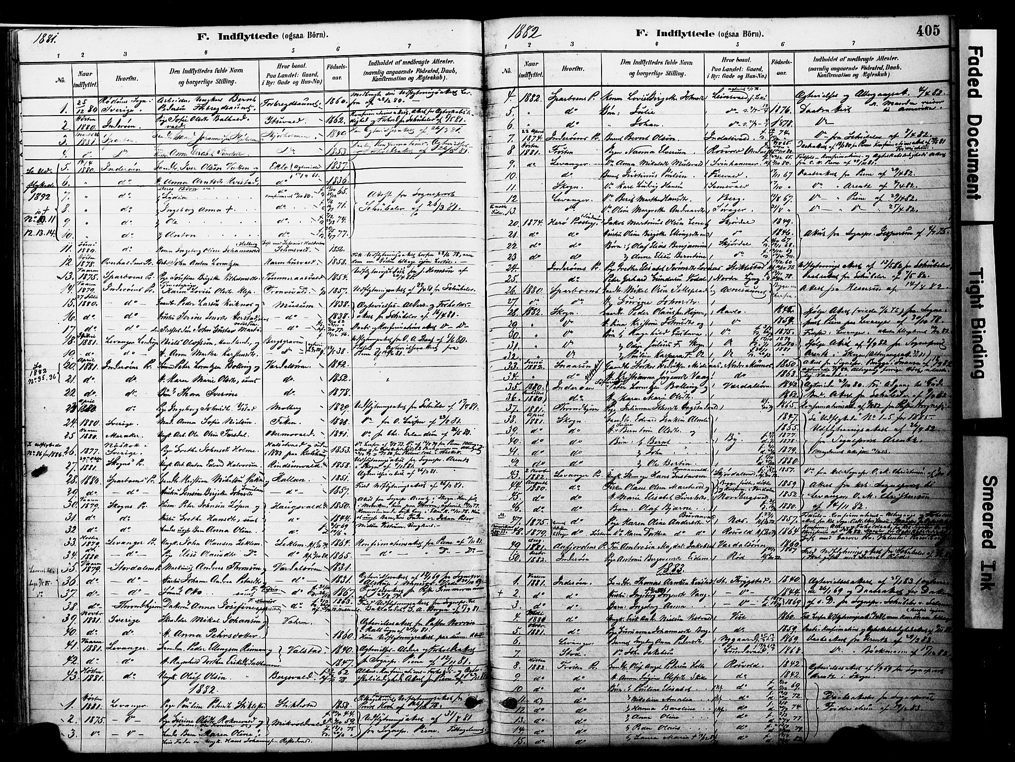 Ministerialprotokoller, klokkerbøker og fødselsregistre - Nord-Trøndelag, AV/SAT-A-1458/723/L0244: Parish register (official) no. 723A13, 1881-1899, p. 405