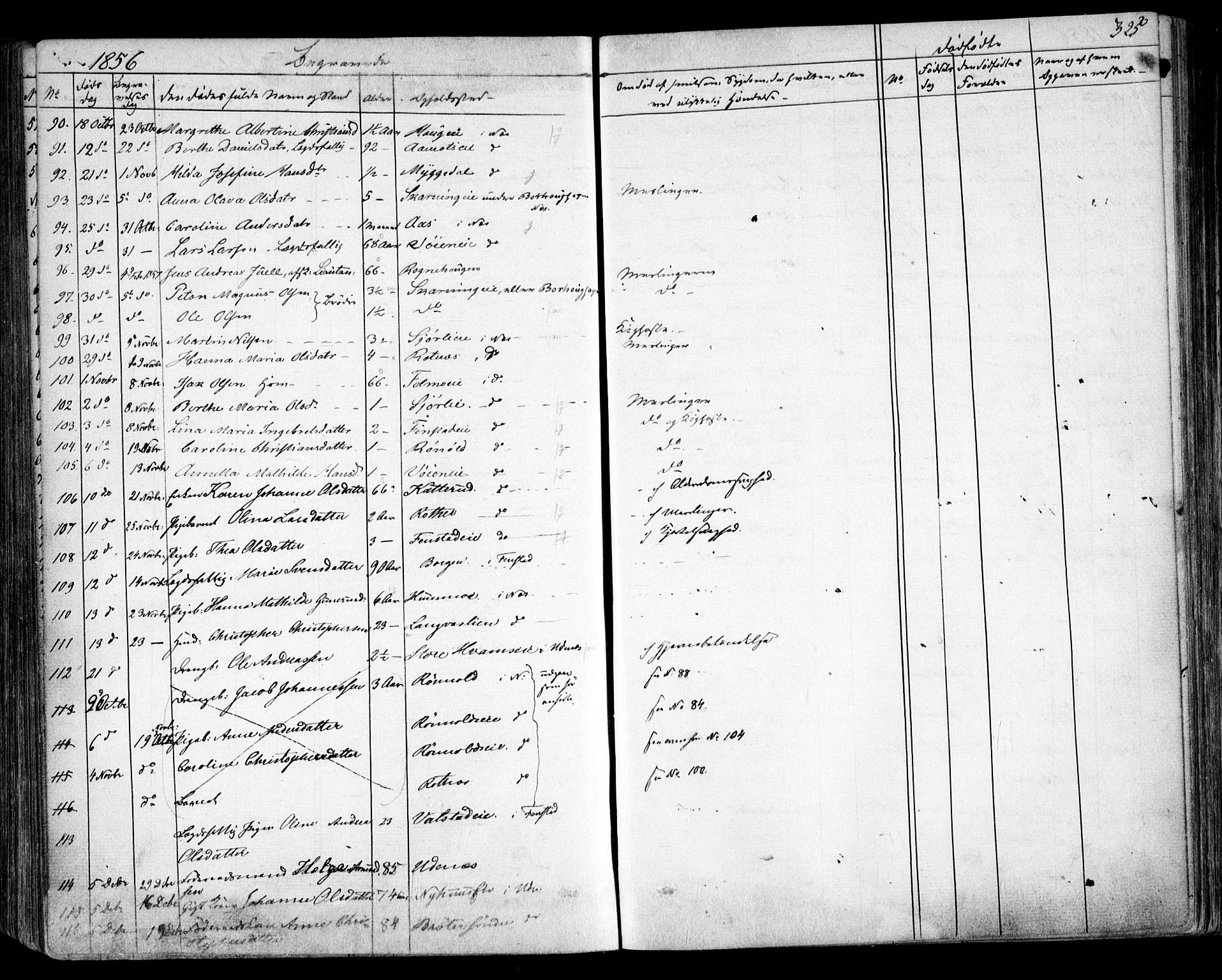 Nes prestekontor Kirkebøker, AV/SAO-A-10410/F/Fa/L0007: Parish register (official) no. I 7, 1846-1858, p. 325