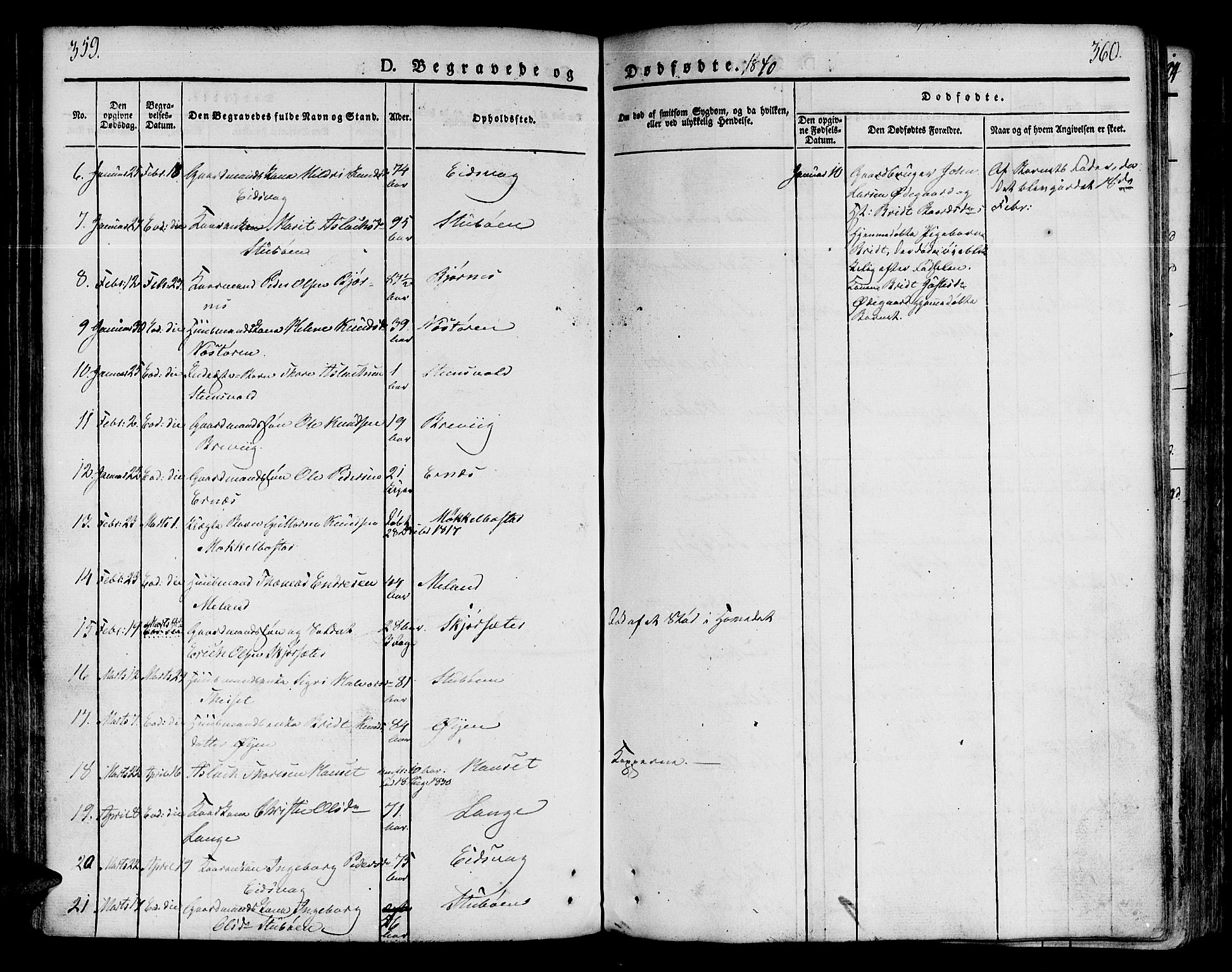 Ministerialprotokoller, klokkerbøker og fødselsregistre - Møre og Romsdal, AV/SAT-A-1454/551/L0624: Parish register (official) no. 551A04, 1831-1845, p. 359-360
