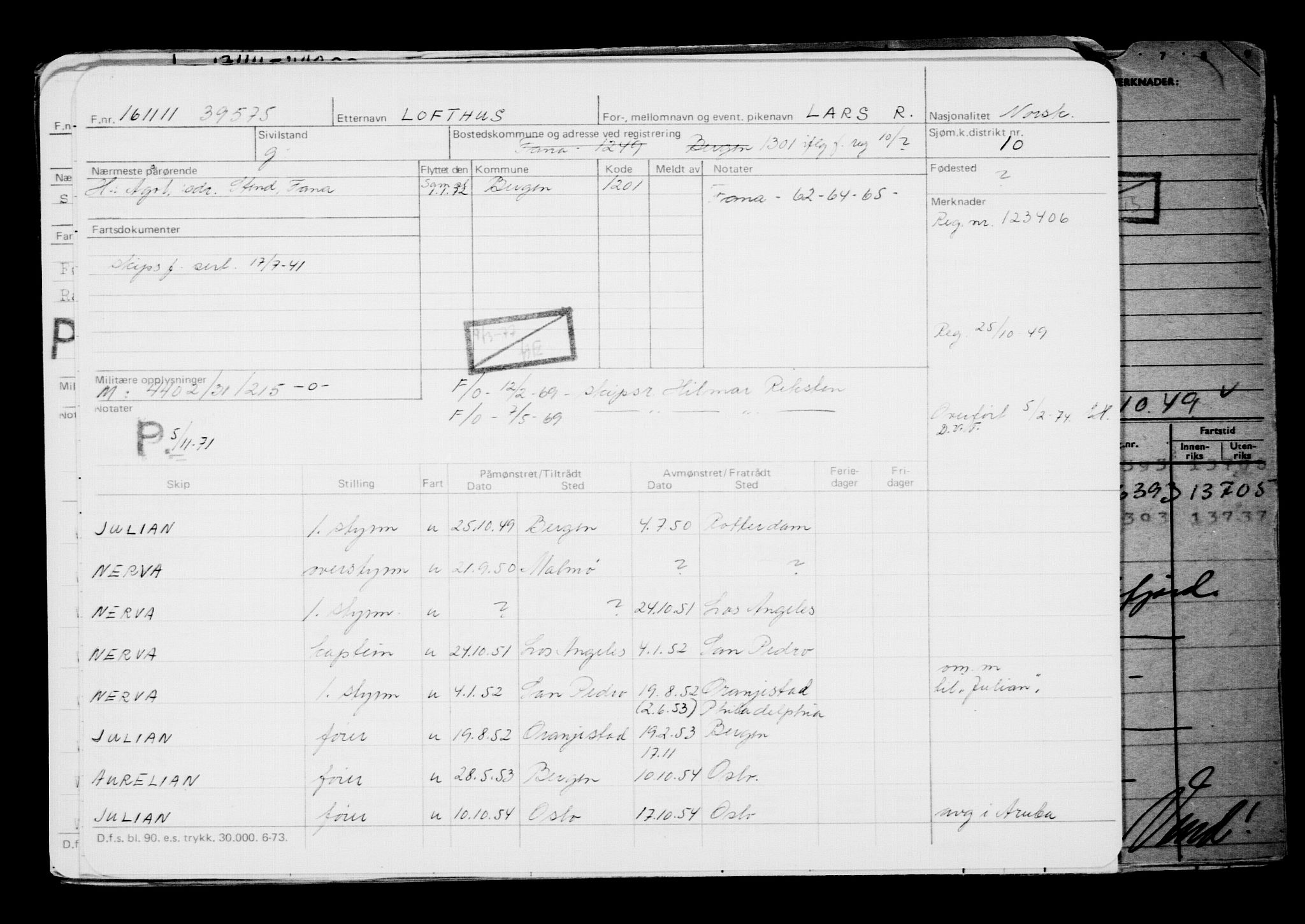 Direktoratet for sjømenn, RA/S-3545/G/Gb/L0101: Hovedkort, 1911, p. 254