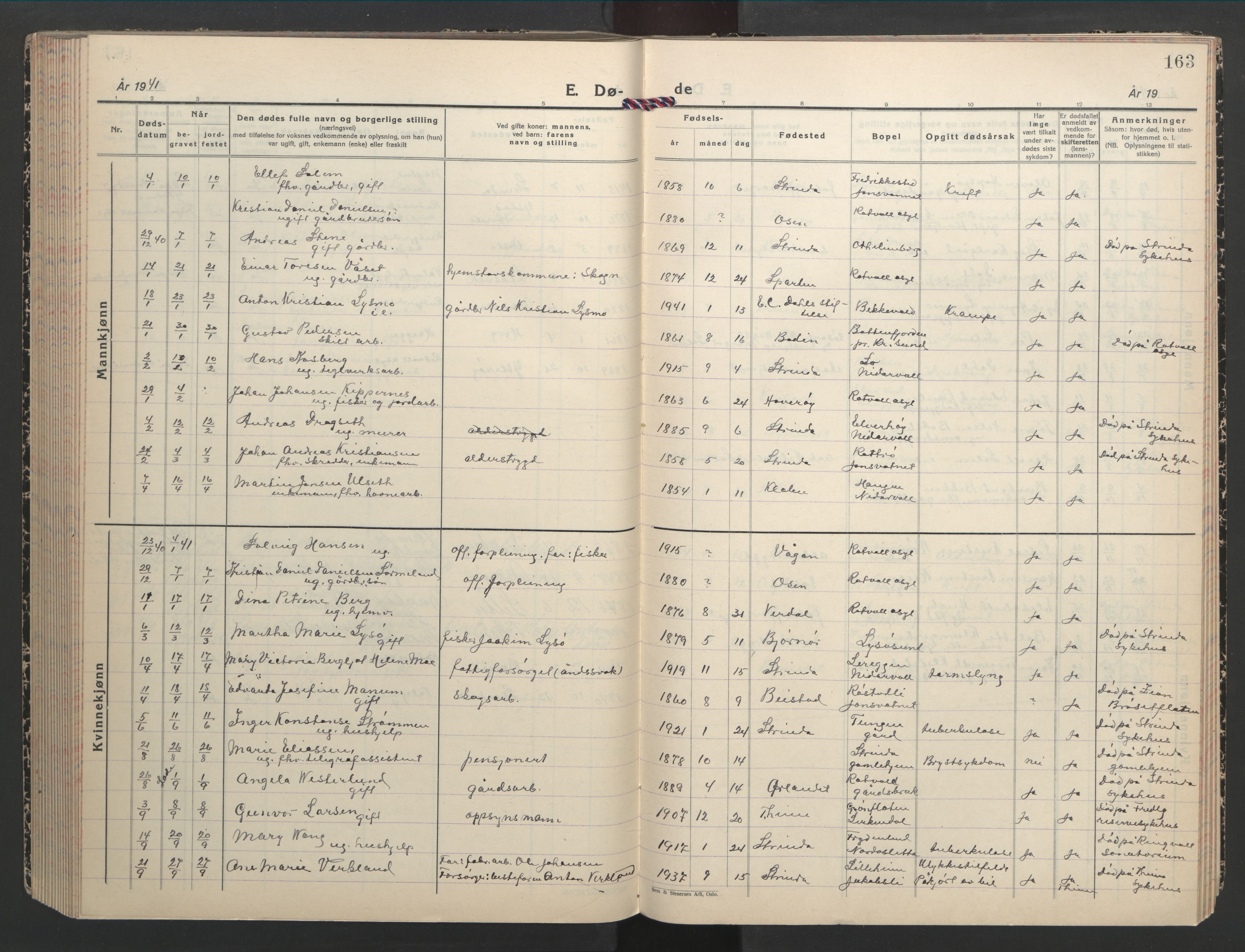 Ministerialprotokoller, klokkerbøker og fødselsregistre - Sør-Trøndelag, SAT/A-1456/607/L0328: Parish register (copy) no. 607C02, 1940-1948, p. 163