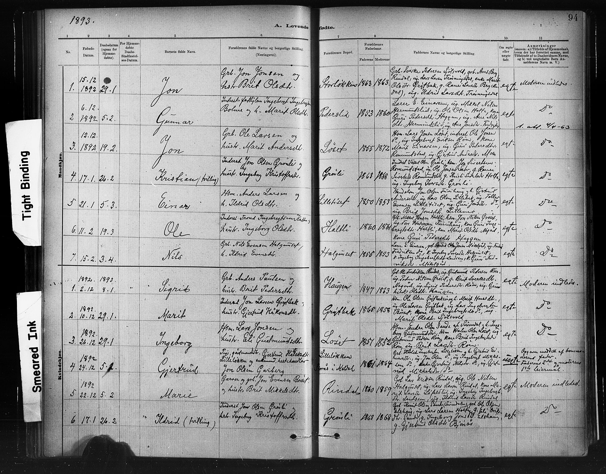 Ministerialprotokoller, klokkerbøker og fødselsregistre - Møre og Romsdal, AV/SAT-A-1454/598/L1069: Parish register (official) no. 598A03, 1882-1895, p. 94