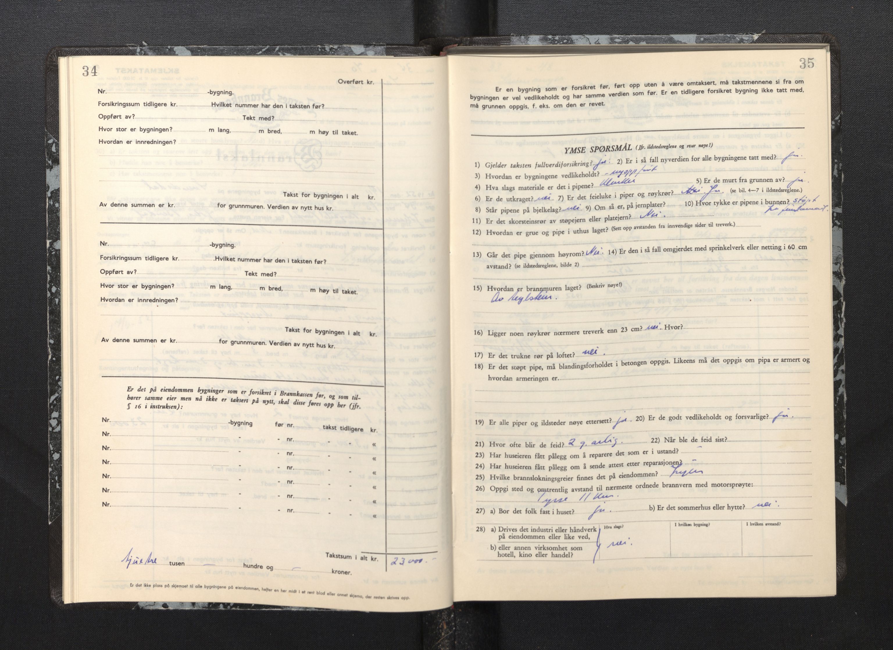 Lensmannen i Samnanger, AV/SAB-A-34601/0012/L0002: Branntakstprotokoll, skjematakst, 1951-1955, p. 34-35