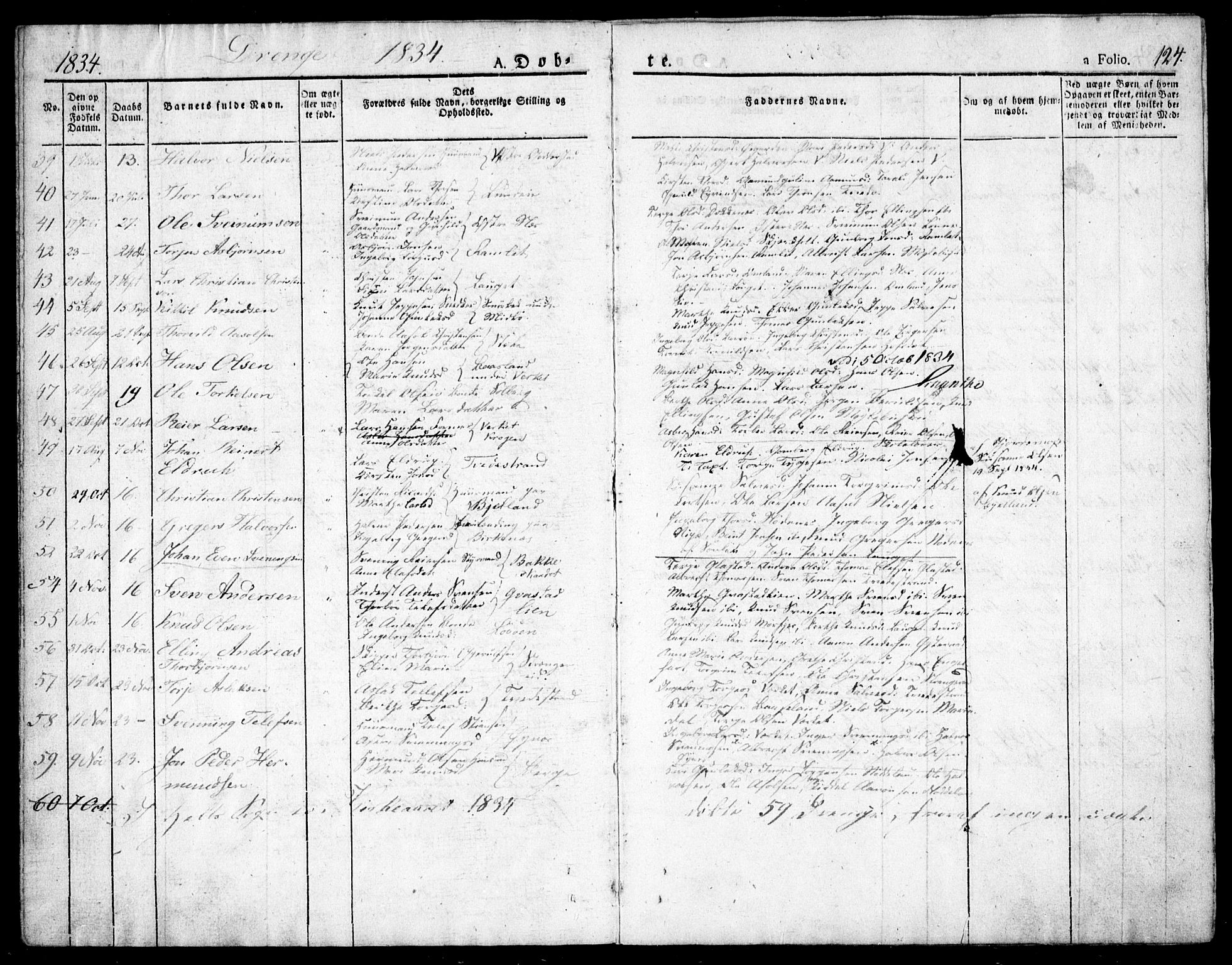 Holt sokneprestkontor, AV/SAK-1111-0021/F/Fa/L0006: Parish register (official) no. A 6, 1820-1835, p. 124