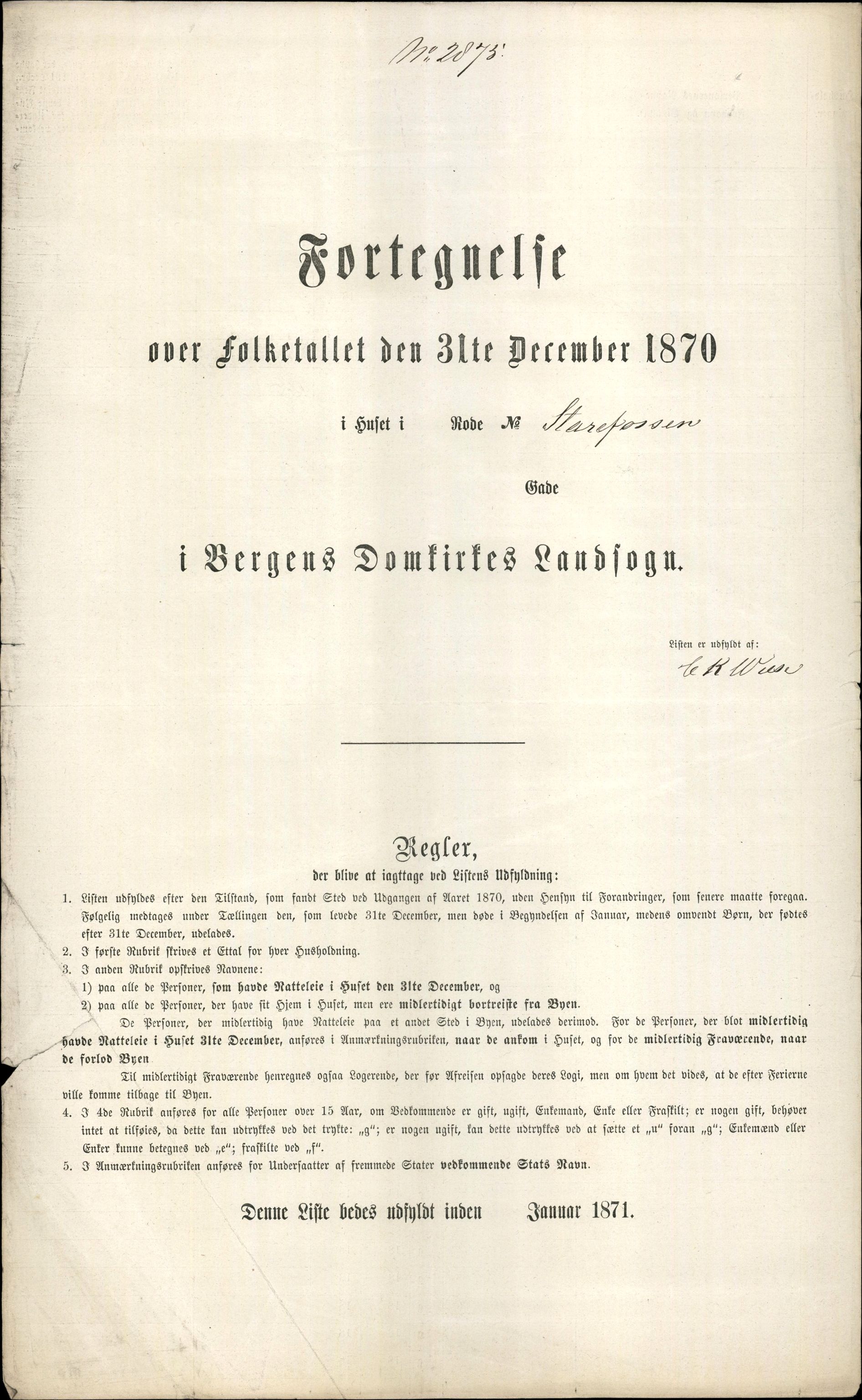 RA, 1870 census for 1301 Bergen, 1870