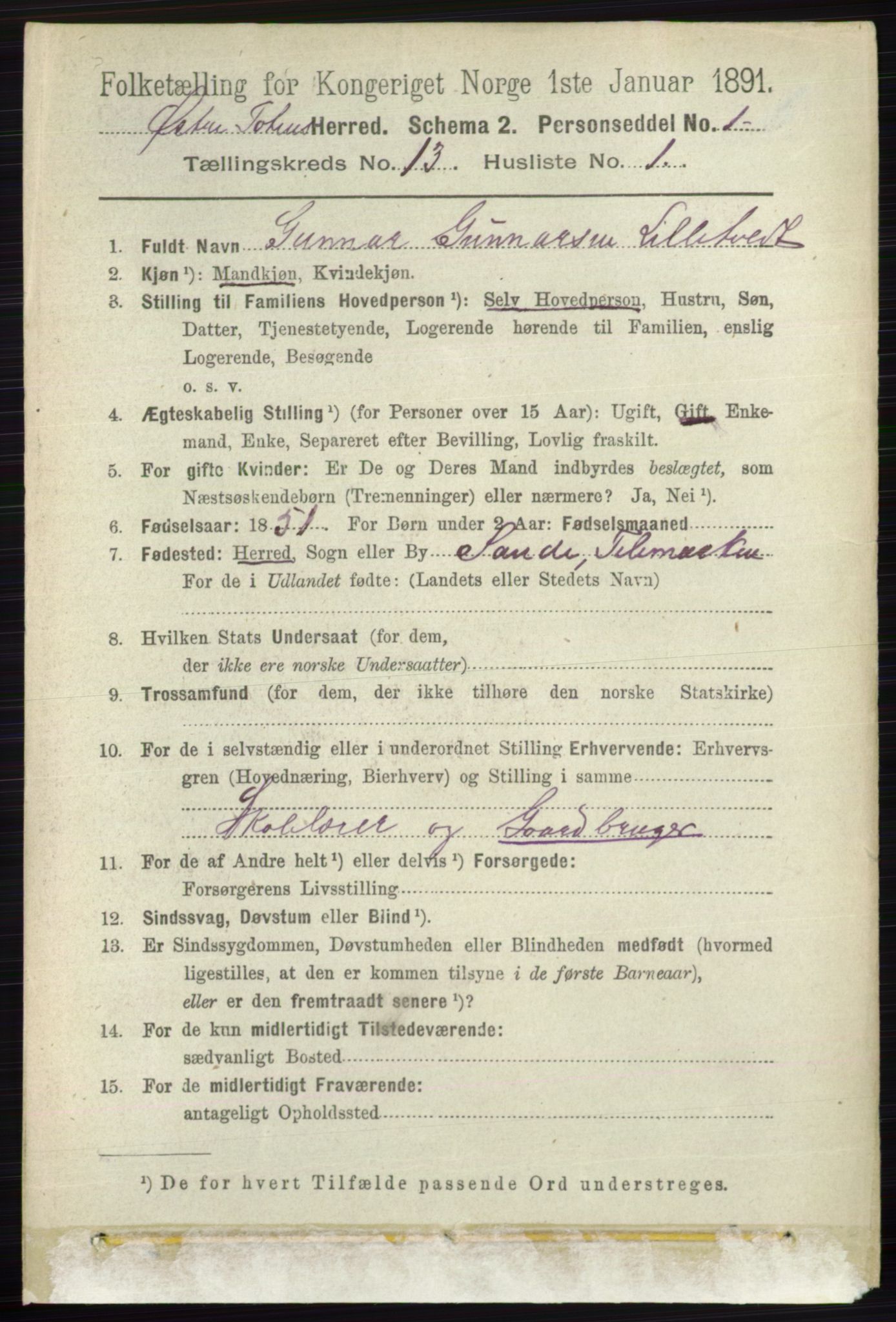 RA, 1891 census for 0528 Østre Toten, 1891, p. 8461