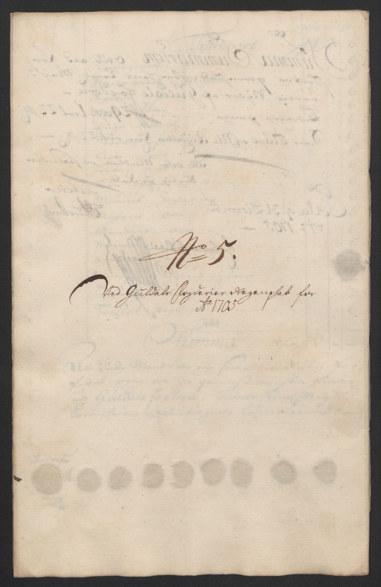 Rentekammeret inntil 1814, Reviderte regnskaper, Fogderegnskap, AV/RA-EA-4092/R60/L3955: Fogderegnskap Orkdal og Gauldal, 1705, p. 352