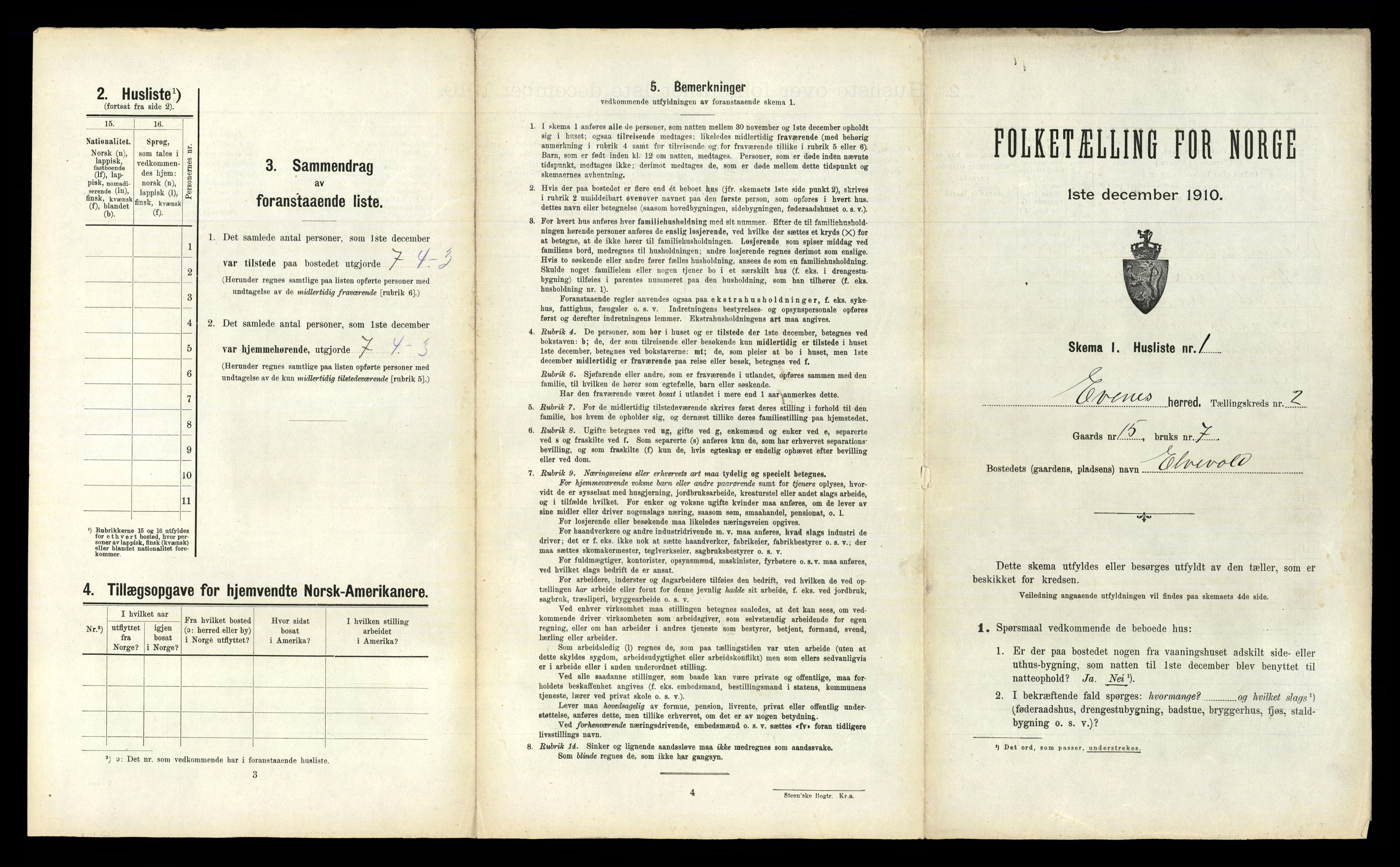 RA, 1910 census for Evenes, 1910, p. 247