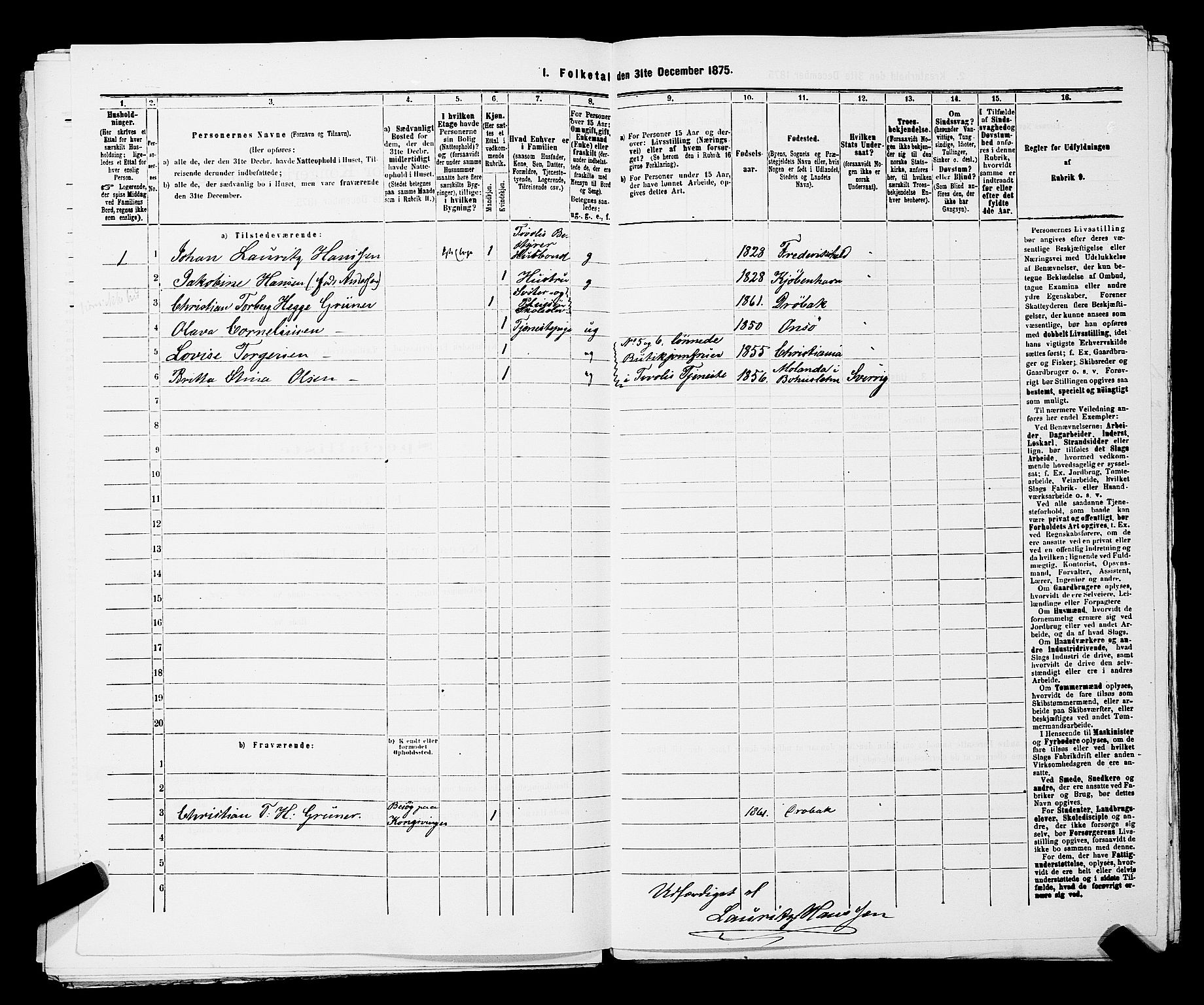 RA, 1875 census for 0103B Fredrikstad/Fredrikstad, 1875, p. 967