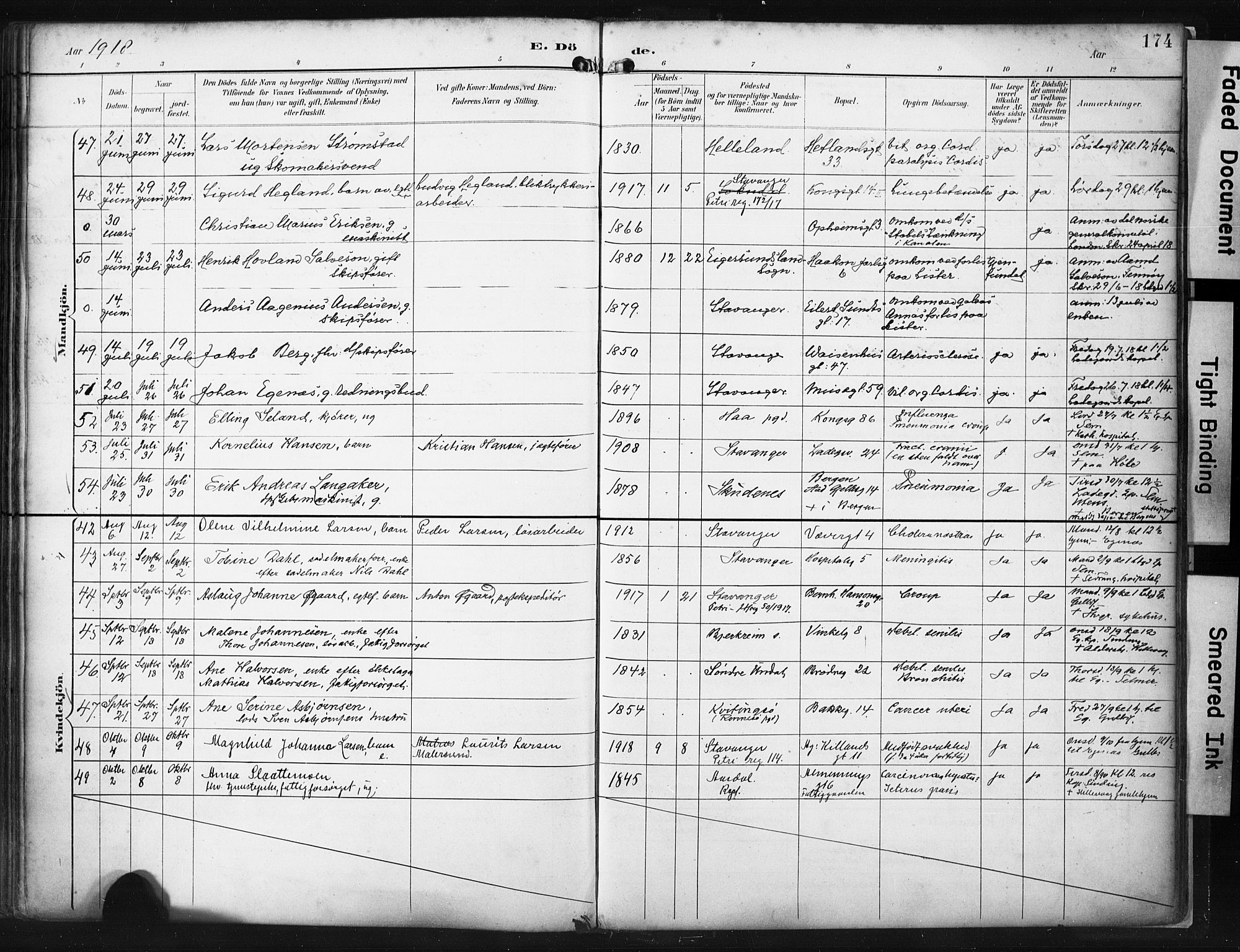 St. Petri sokneprestkontor, AV/SAST-A-101813/001/30/30BA/L0022: Parish register (official) no. A 22, 1895-1919, p. 174