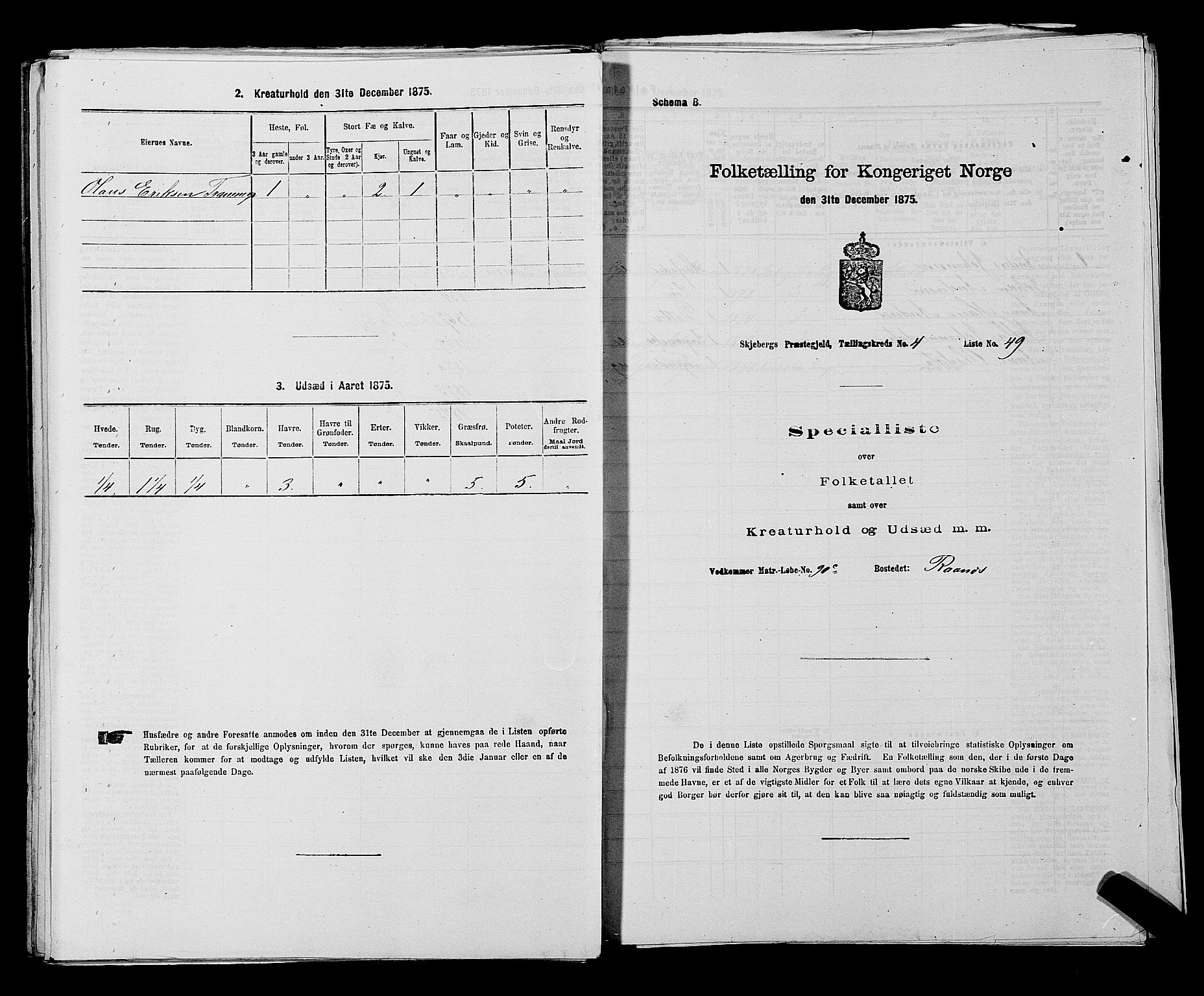 RA, 1875 census for 0115P Skjeberg, 1875, p. 806