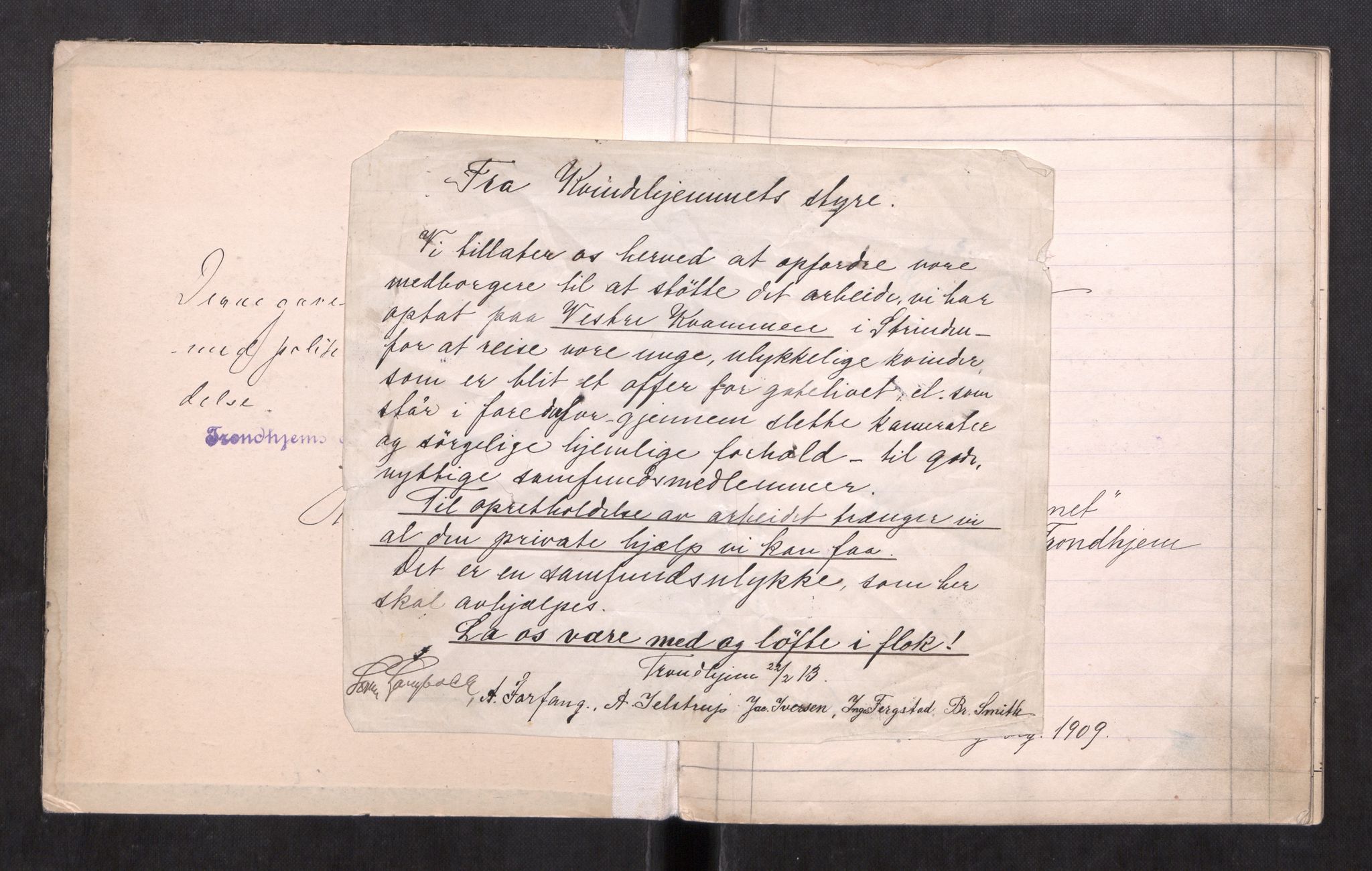 Kvindehjemmet i Trondhjem - Magdalenastiftelsen, AV/SAT-PA-0323/F/L0004: Gavebok for kvindehjemmet, 1909-1918
