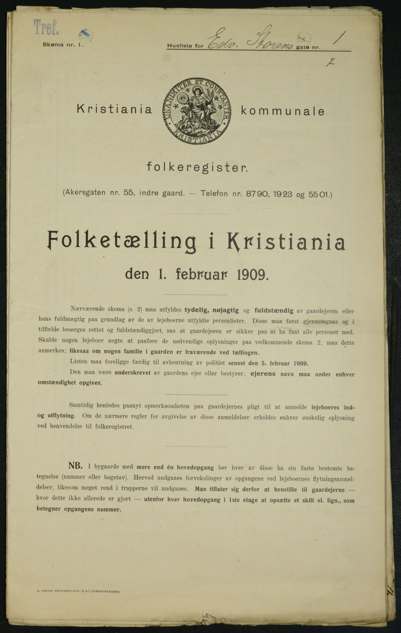 OBA, Municipal Census 1909 for Kristiania, 1909, p. 17058