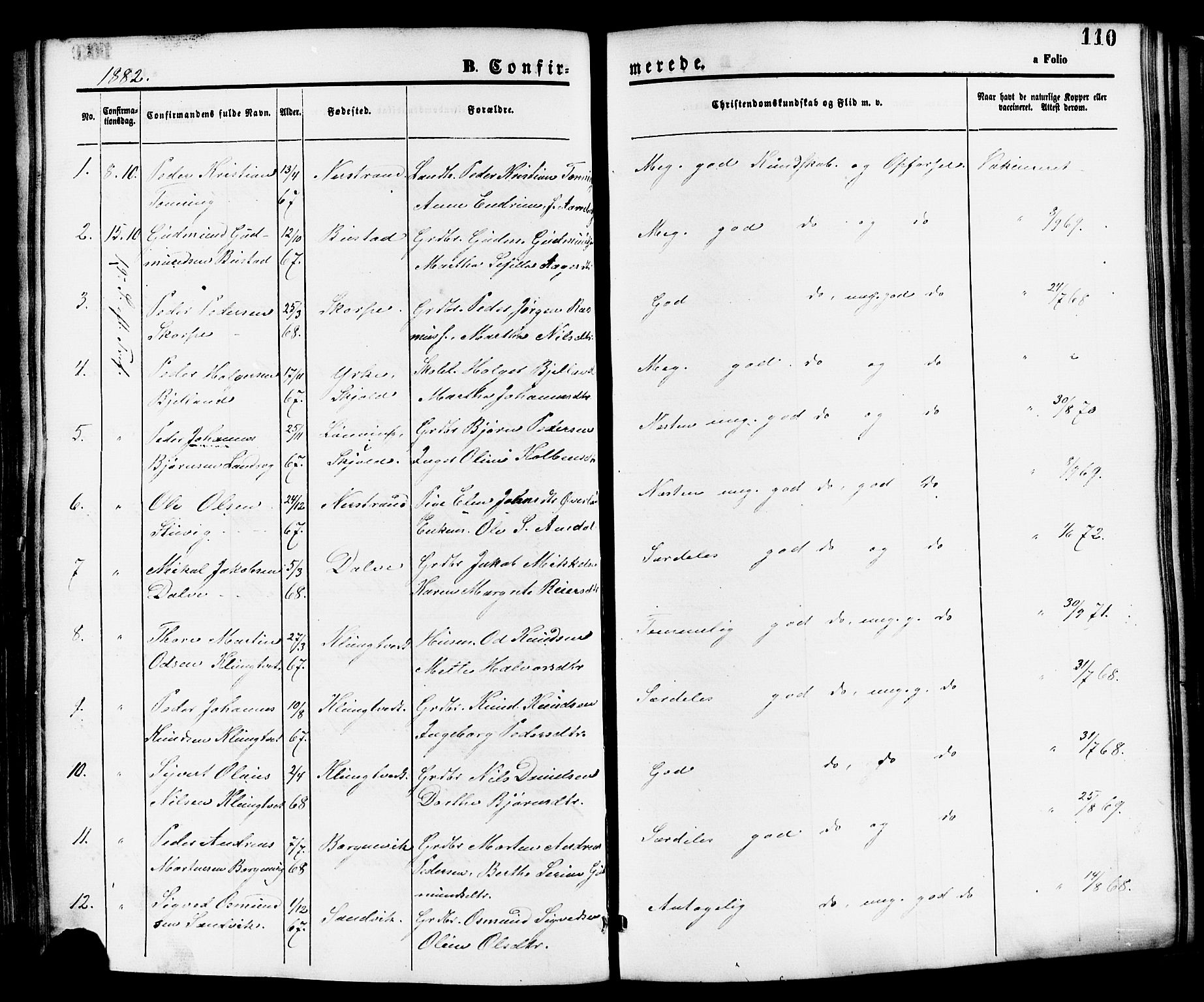 Nedstrand sokneprestkontor, SAST/A-101841/01/IV: Parish register (official) no. A 11, 1877-1887, p. 110