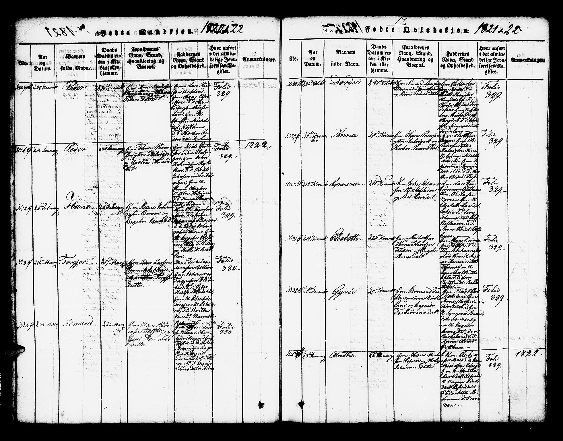 Kvam sokneprestembete, AV/SAB-A-76201/H/Haa: Parish register (official) no. A 6, 1818-1832, p. 17