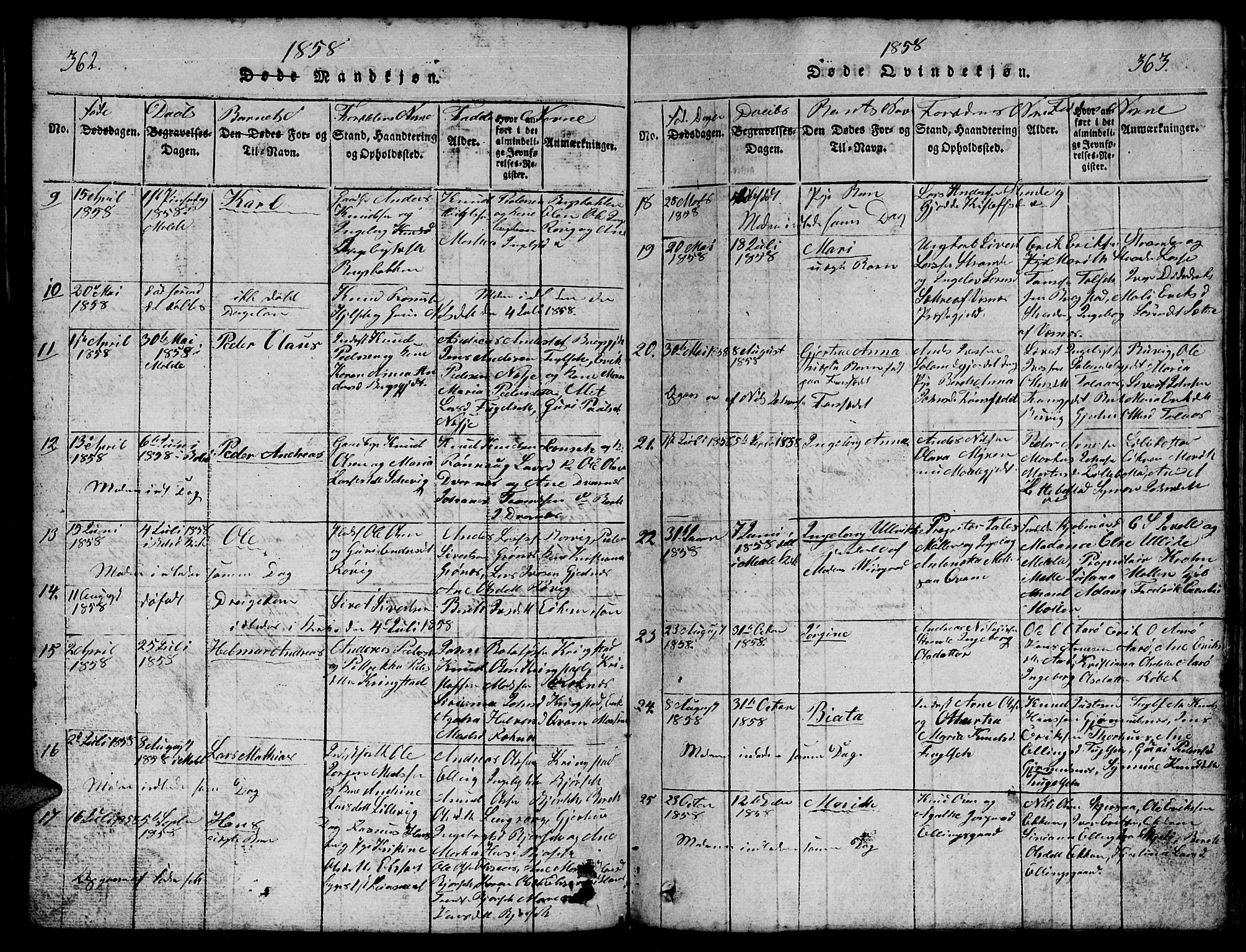 Ministerialprotokoller, klokkerbøker og fødselsregistre - Møre og Romsdal, AV/SAT-A-1454/555/L0665: Parish register (copy) no. 555C01, 1818-1868, p. 362-363