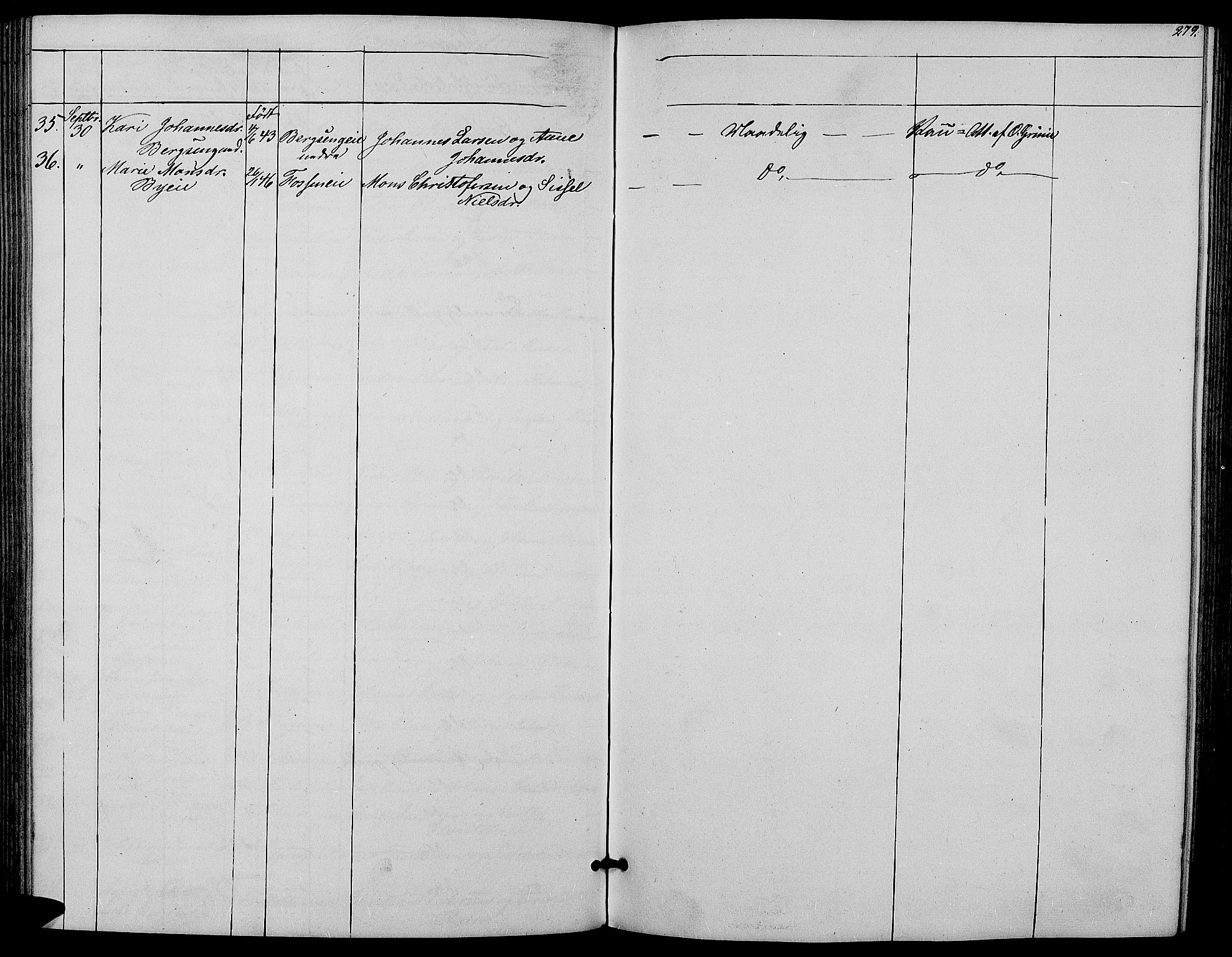 Ringsaker prestekontor, SAH/PREST-014/L/La/L0006: Parish register (copy) no. 6, 1851-1860, p. 279