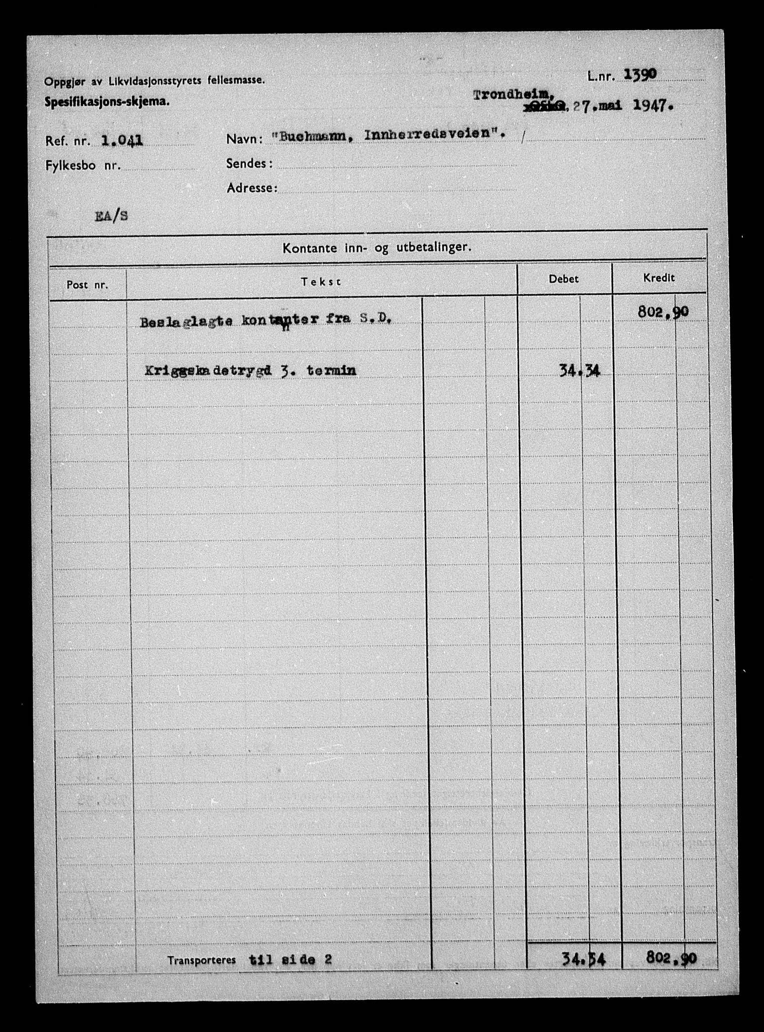 Justisdepartementet, Tilbakeføringskontoret for inndratte formuer, AV/RA-S-1564/H/Hc/Hca/L0894: --, 1945-1947, p. 23