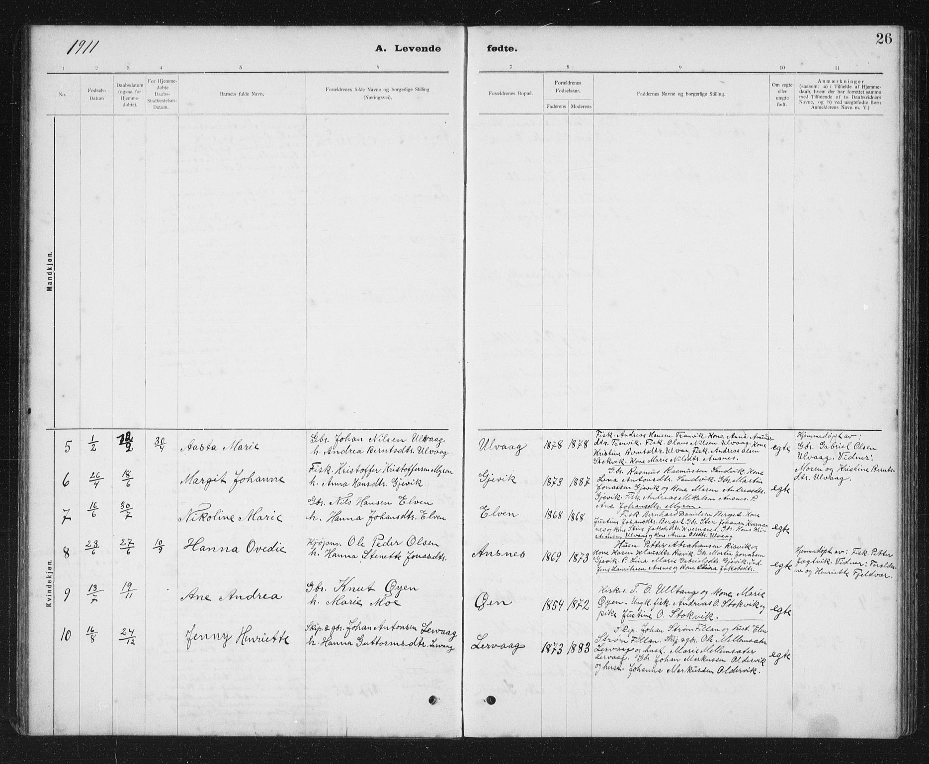 Ministerialprotokoller, klokkerbøker og fødselsregistre - Sør-Trøndelag, SAT/A-1456/637/L0563: Parish register (copy) no. 637C04, 1899-1940, p. 26