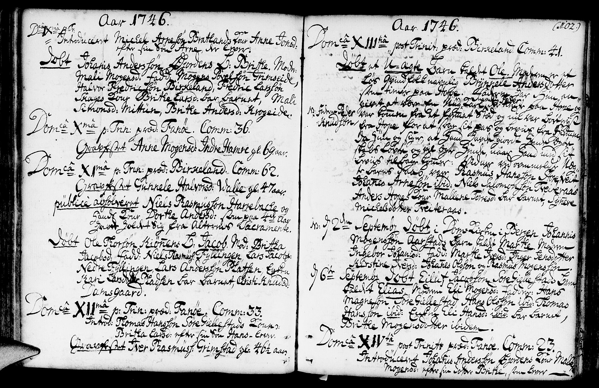 Fana Sokneprestembete, AV/SAB-A-75101/H/Haa/Haaa/L0003: Parish register (official) no. A 3, 1736-1757, p. 102