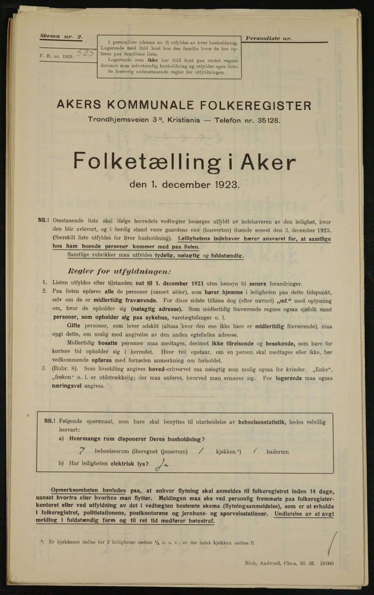 , Municipal Census 1923 for Aker, 1923, p. 10660