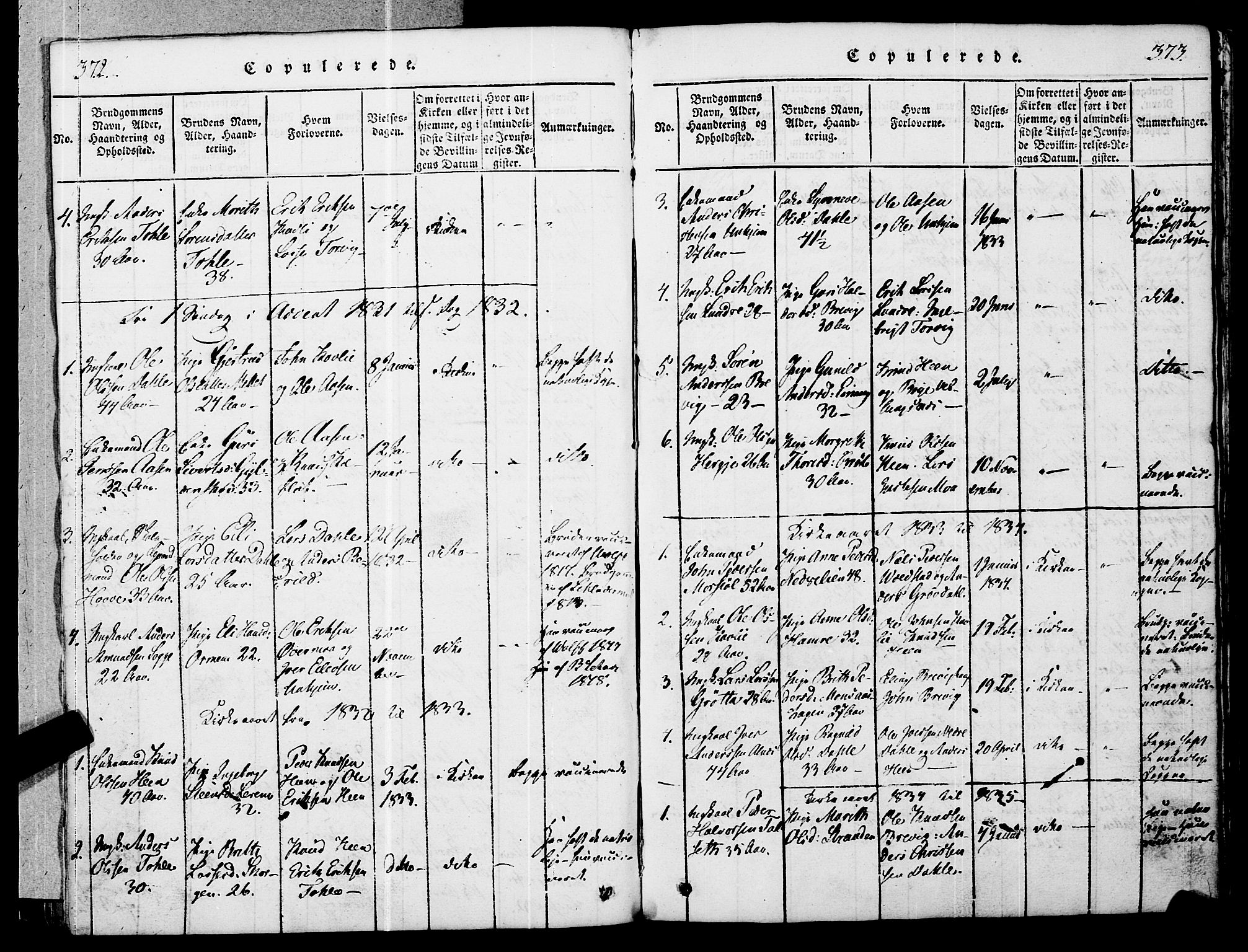 Ministerialprotokoller, klokkerbøker og fødselsregistre - Møre og Romsdal, SAT/A-1454/545/L0585: Parish register (official) no. 545A01, 1818-1853, p. 372-373